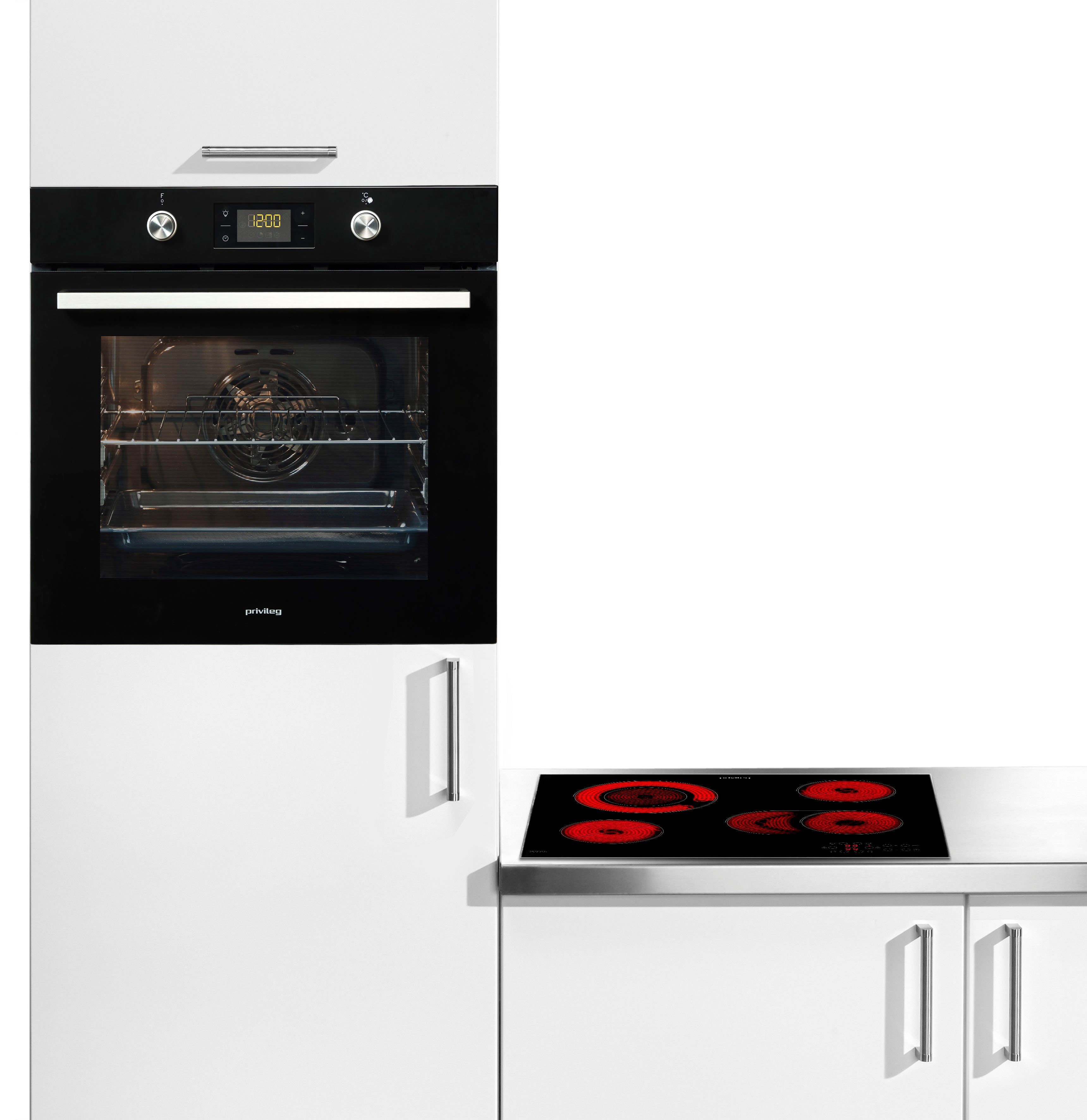 BLACK, BAKO Privileg Backofen-Set 450 mit Turn&Cook Teilauszug, Pyrolyse-Selbstreinigung