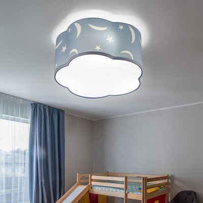 etc-shop Dekolicht, Leuchtmittel nicht inklusive, Deckenlampe Kinderzimmerleuchte pastellblau Wolke Spielzimmer 3x E27