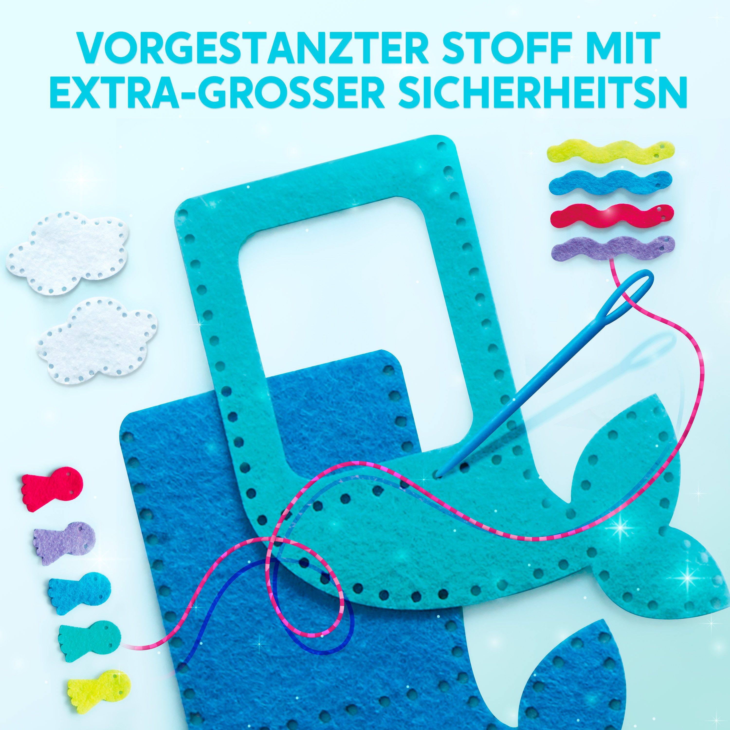 Klever Kits Aufnäher Klever Kits Nähset für Kinder ab 6,7,8,9,10+ Jahre, (7-tlg)