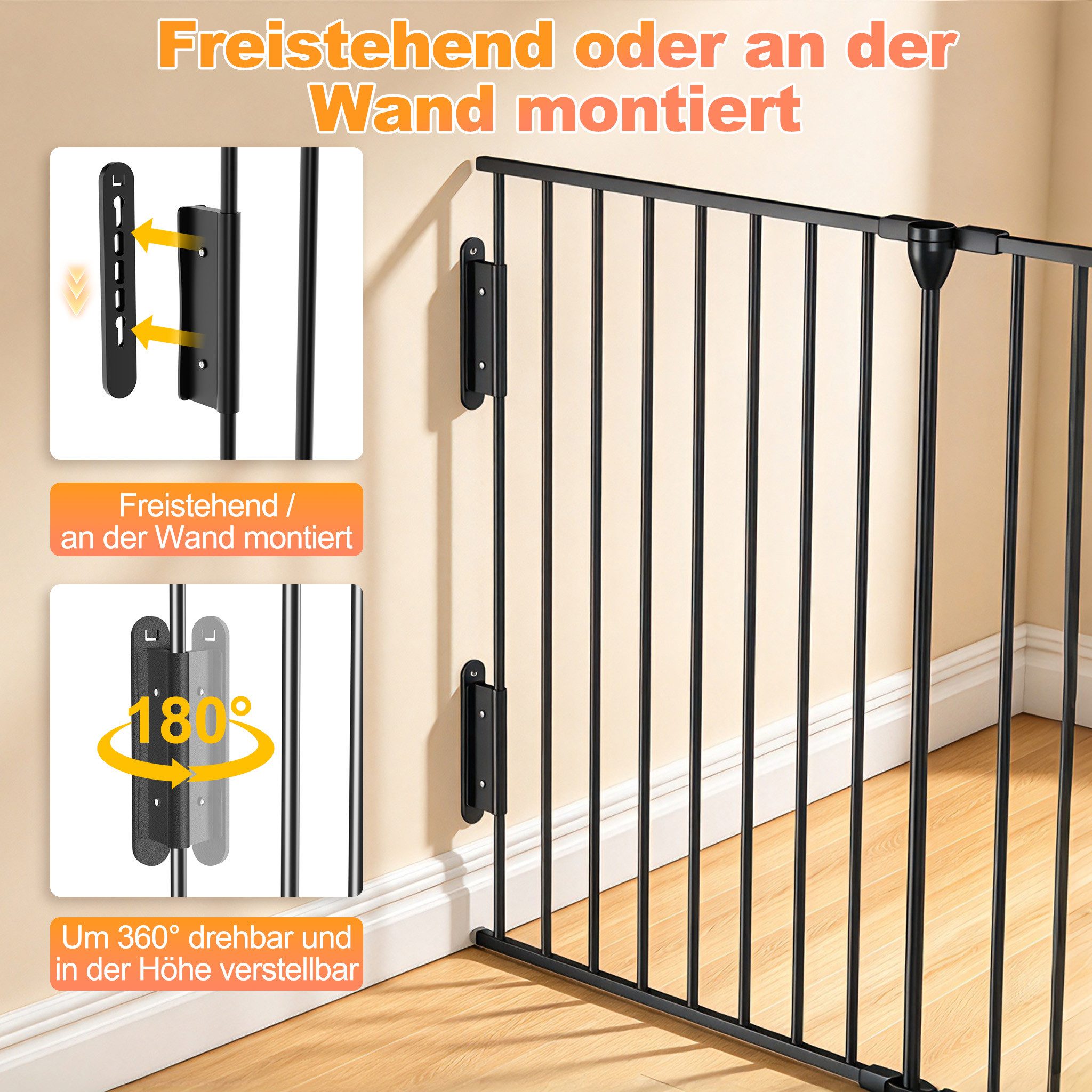 FIVMEN Kamingitter Kaminschutzgitter mit Tür Klappbares Absperrgitter 5 Elemente, Konfigurationsgitter für Kinder-Sicherung, 300x75x60cm – Bild 5 von 5