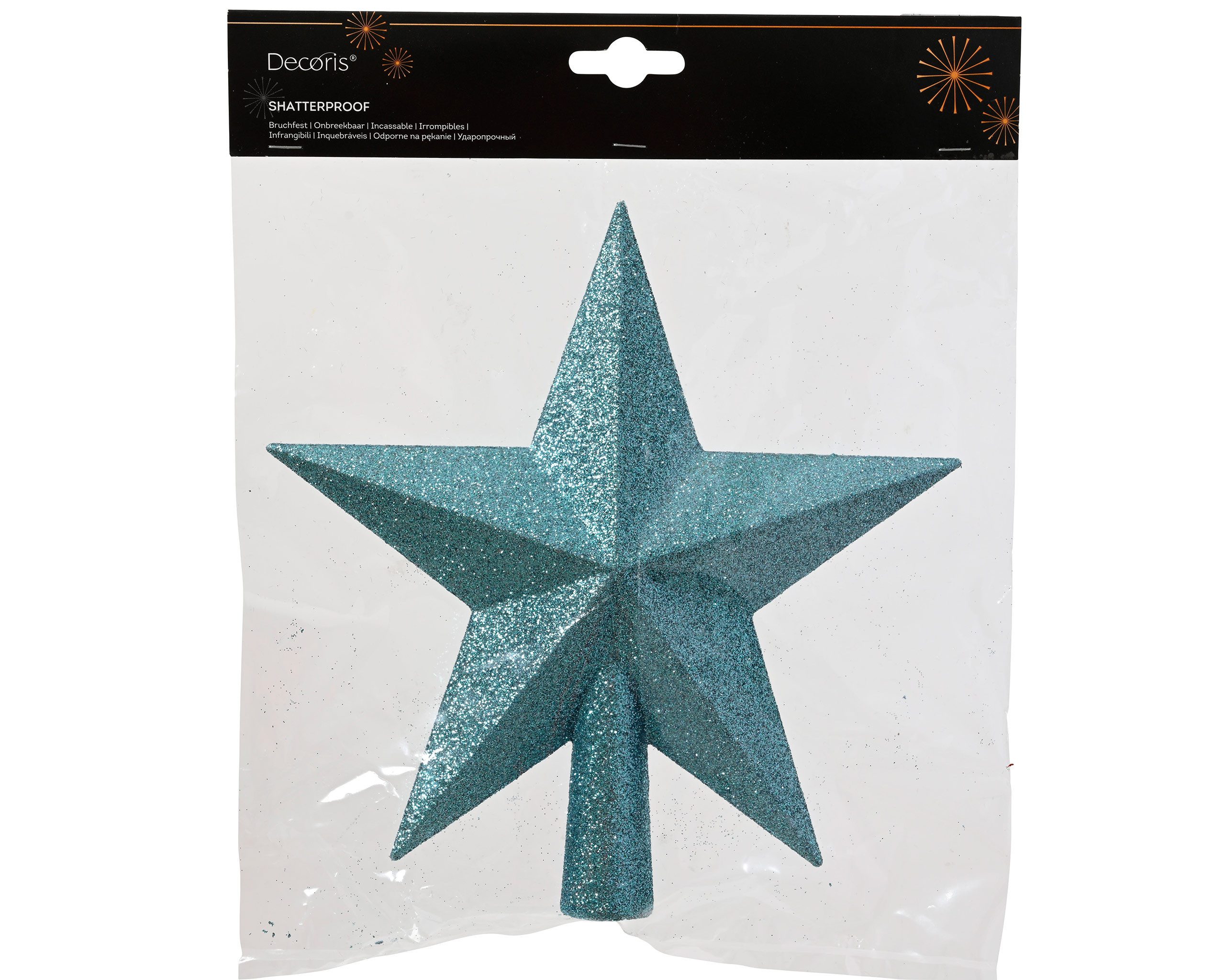 Kaemingk Christbaumspitze, Christbaumspitze Stern mit Glitzer 19cm Kunststoff - Folkloreblau