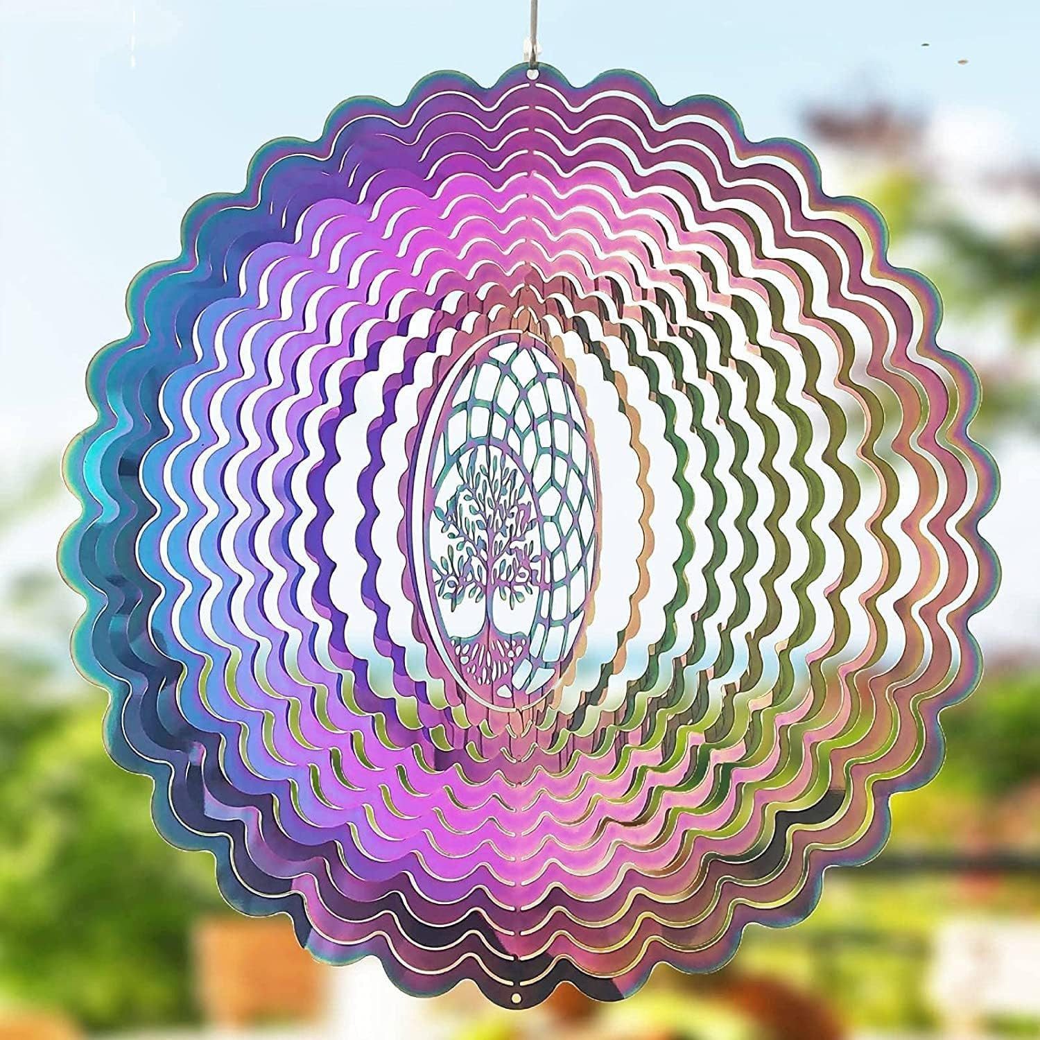 FELIXLEO Windspiel Edelstahl Windspiel 3D Hängende Wind Spinner 25cm Leicht Drehendes