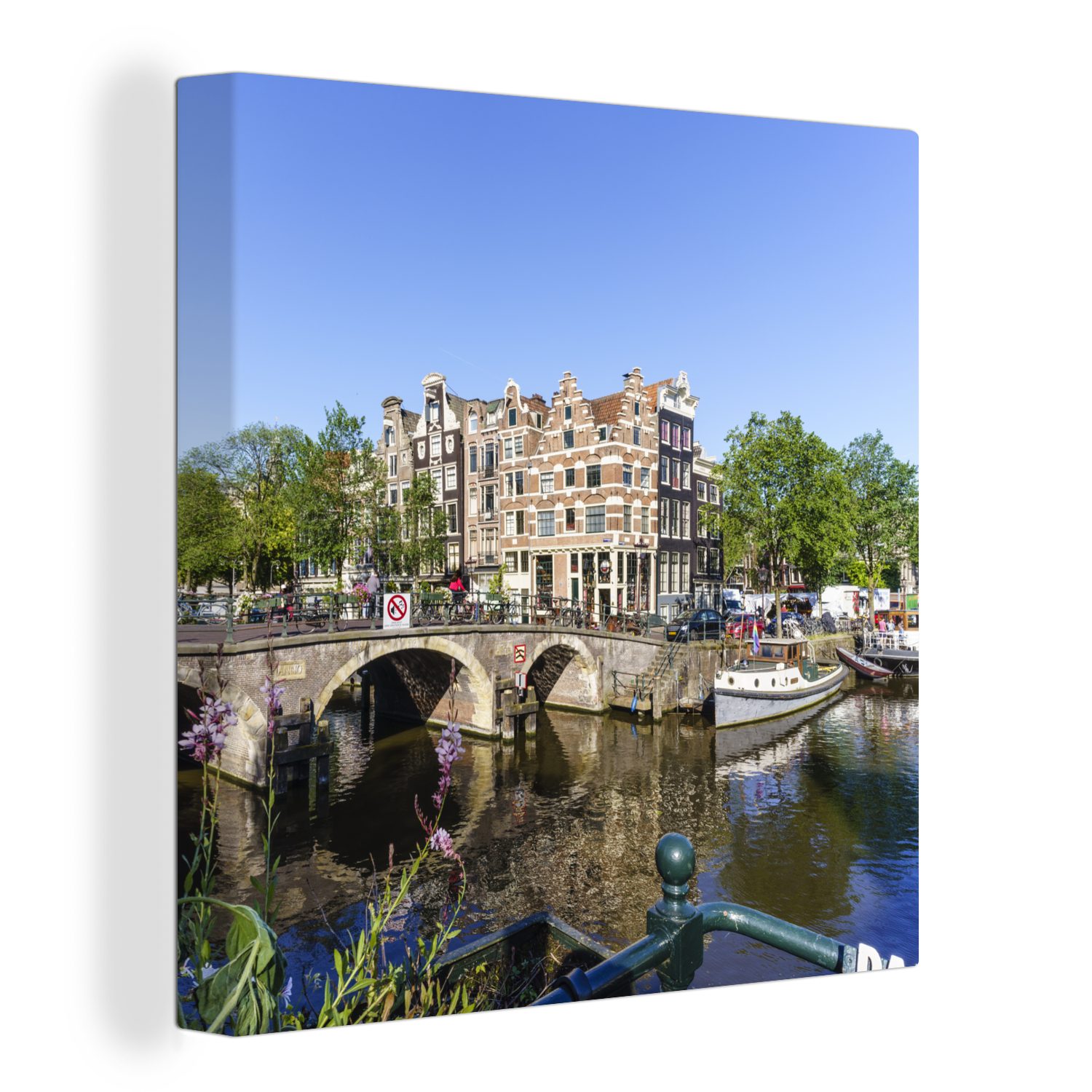 OneMillionCanvasses® Leinwandbild Die Brouwersgracht in Amsterdam im Sommer, (1 St), Leinwand Bilder für Wohnzimmer Schlafzimmer