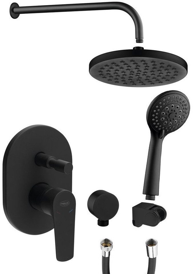 Aqualine Duscharmatur LOTTA Unterputz Duscharmatur mit Einhebelmischer, 2 Wege, Schwarz matt Aqualine-LT743B-SET