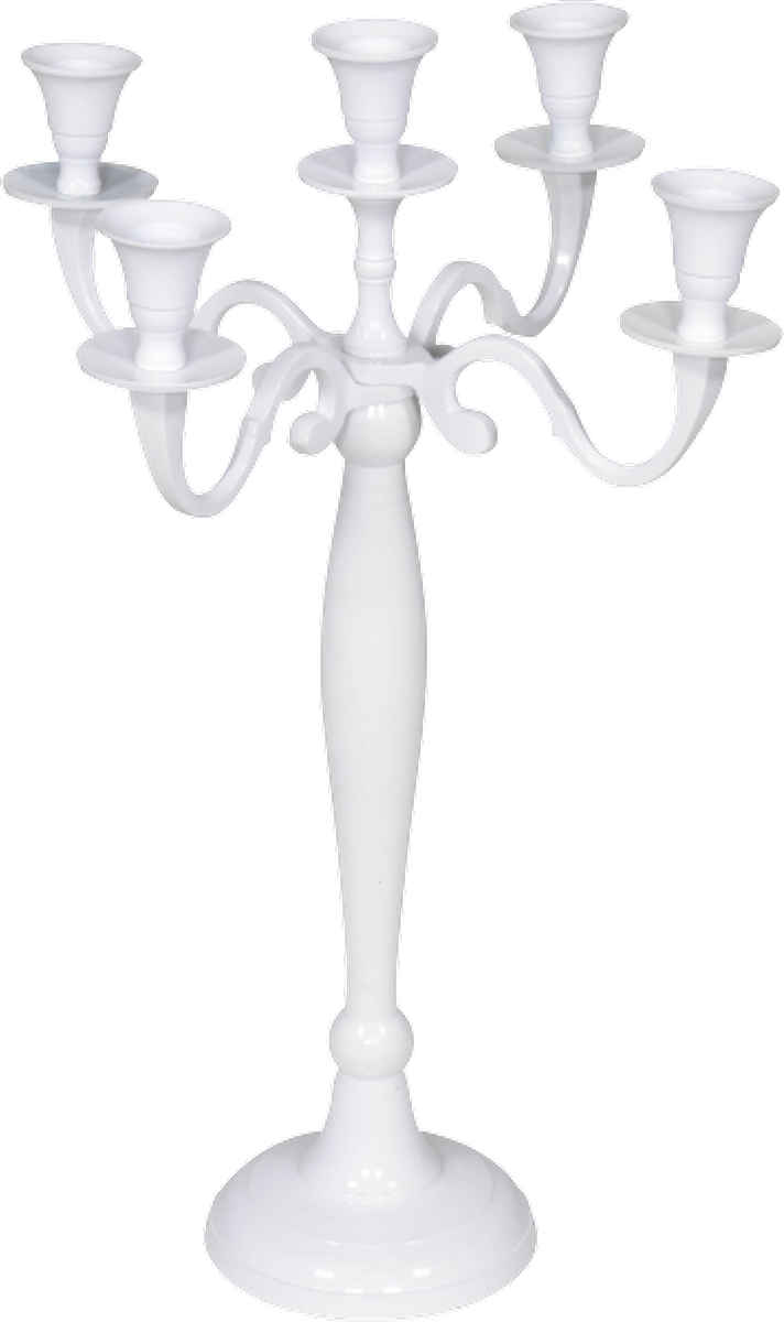 Casa Padrino Kerzenhalter Designer Kerzenhalter Aluminium Weiß 5-armig Höhe 40.5 cm - Kerzenständer