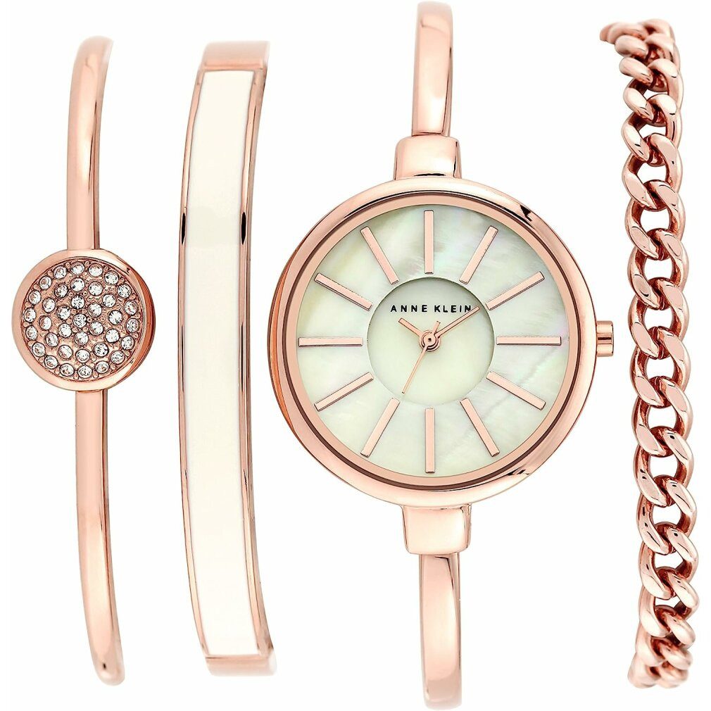 ANNE KLEIN Luxusuhr Damen The Box Set Quarzuhr mit Analog-Anzeige und Edelstahl-Armband