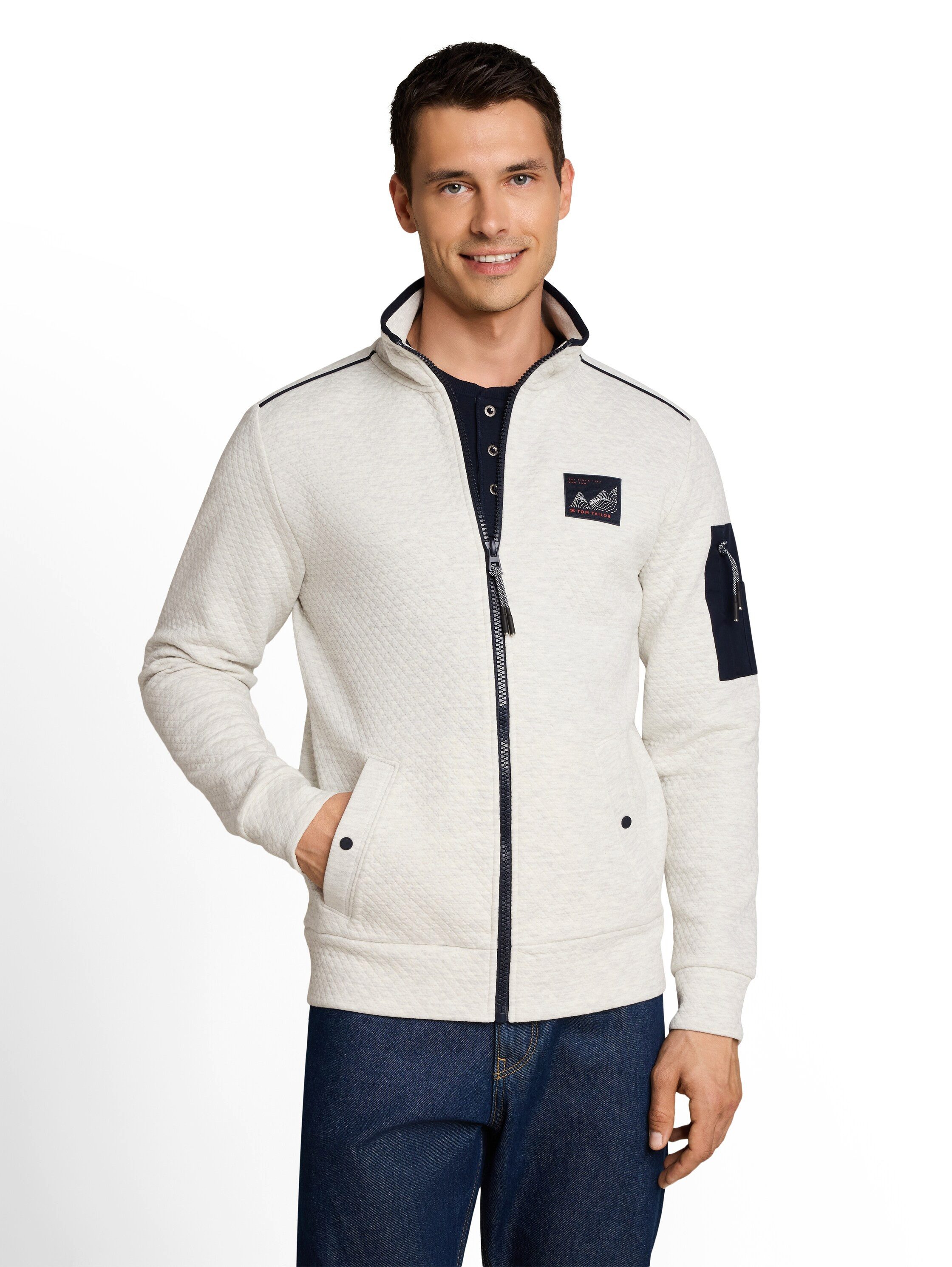TOM TAILOR Sweatjacke Praktischer Stehkragen mit Reißverschluss / Sportiver Look