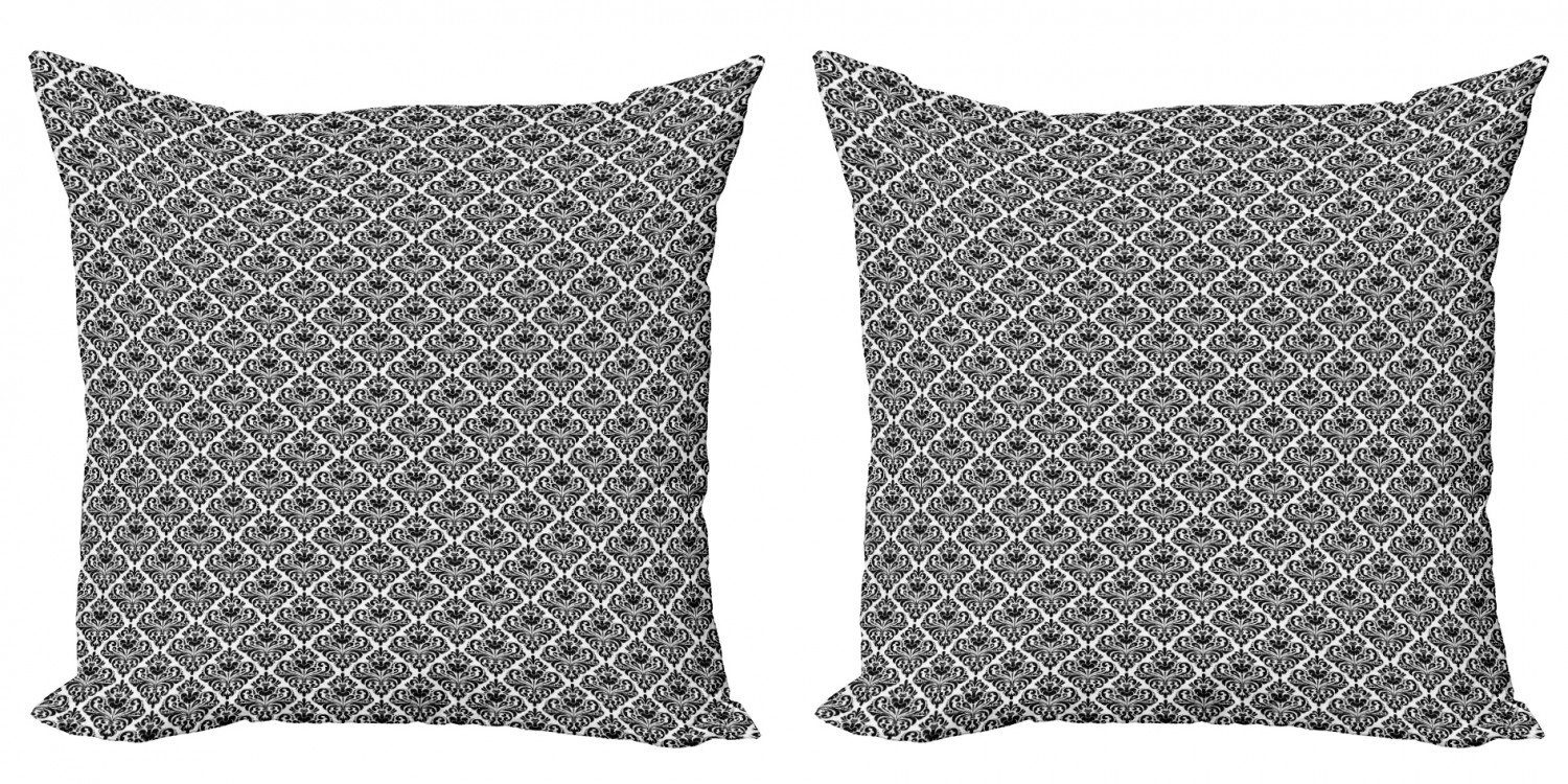 Kissenbezüge Modern Accent Doppelseitiger Digitaldruck, Abakuhaus (2 Stück), Damast Alte Blüten mit Kurven