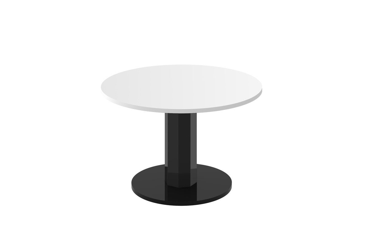 designimpex Couchtisch Design Couchtisch rund HSO-111 80cm Hochglanz Tisch Weiß Hochglanz / Schwarz Hochglanz
