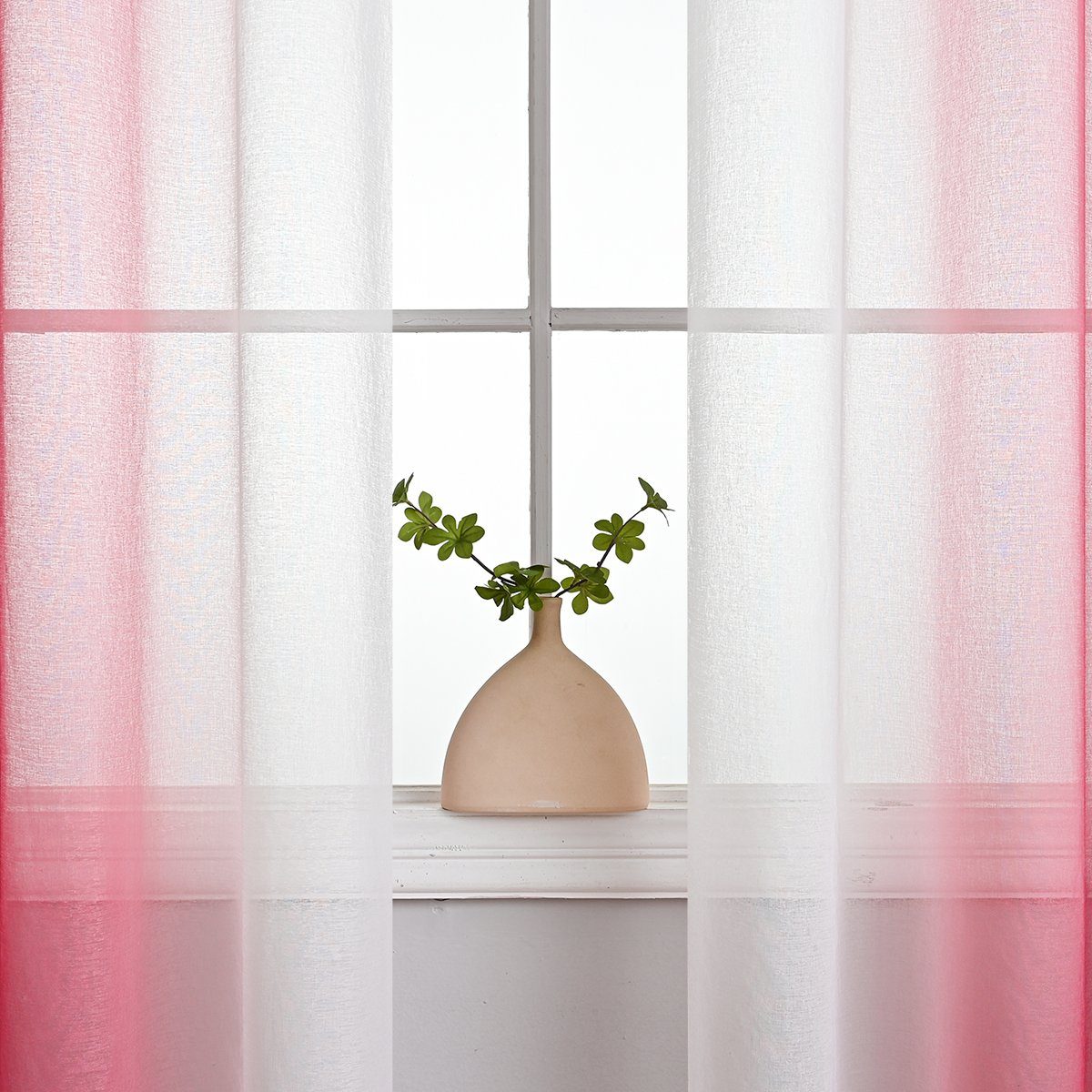 Fenstervorhang Ösen transparent, (2 Vorhang, St), Durchsichtig, Farbverlauf Rosa HOMEIDEAS,