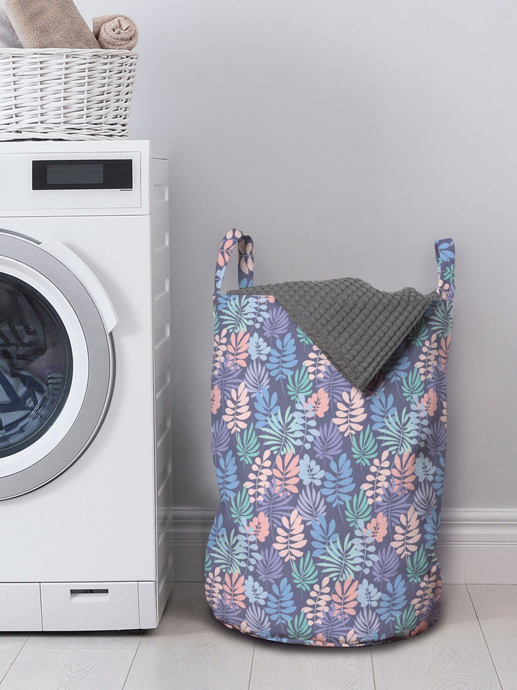 Abakuhaus Wäschesäckchen mit Natur Waschsalons, Wäschekorb Griffen Style Summer Rhythmische für Blätter Kordelzugverschluss