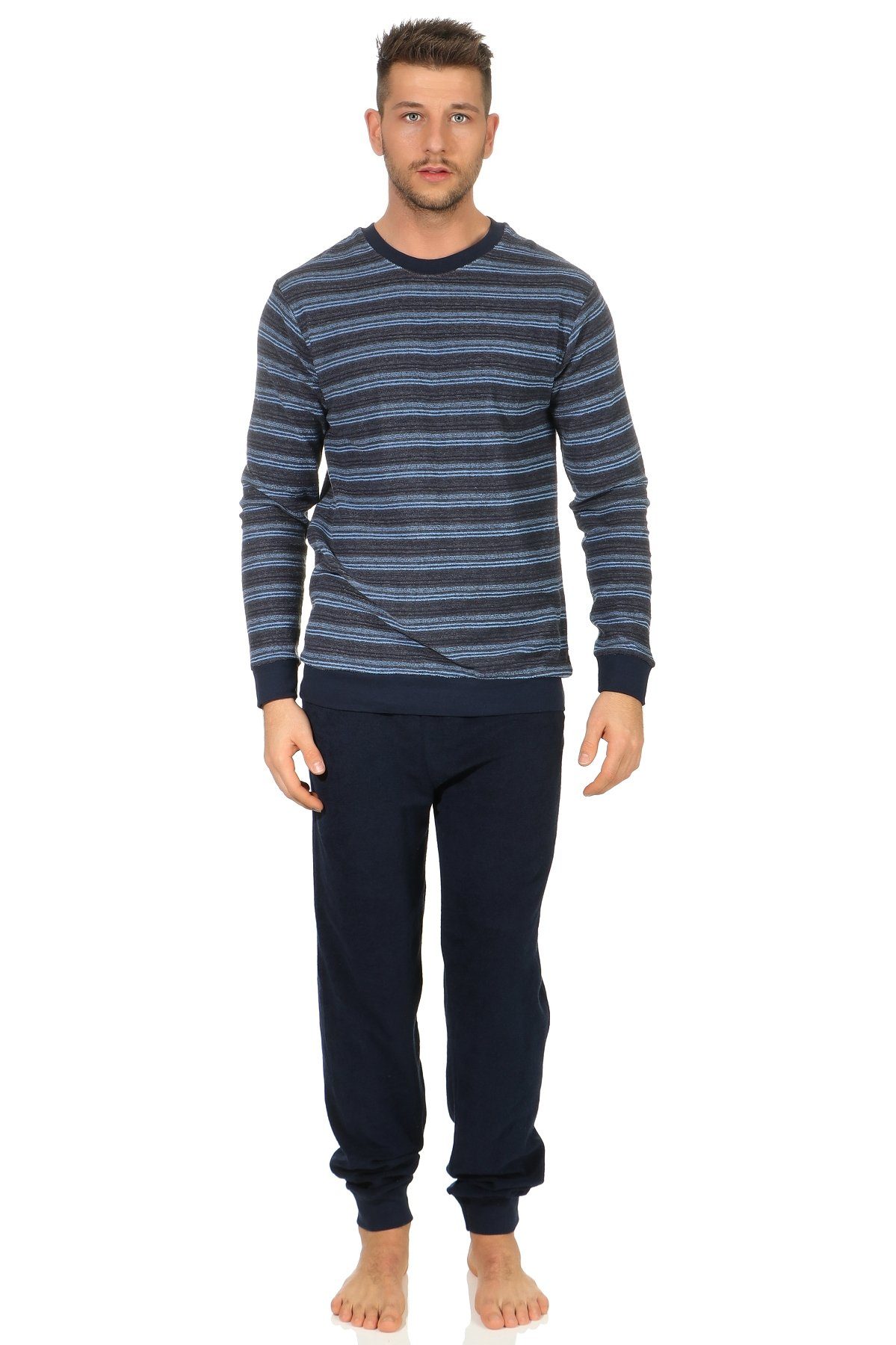 Normann Pyjama Herren Frottee Schlafanzug lang günstig online kaufen
