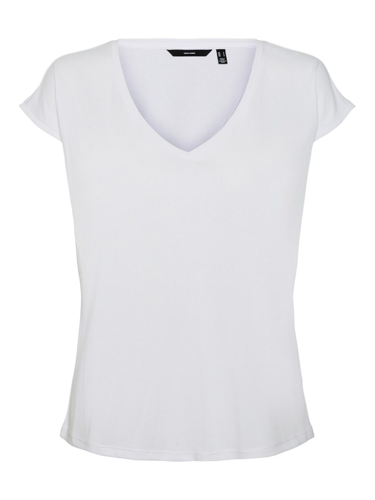 T-Shirt 5282 VMFILLI in Moda Basic V-Neck T-Shirt Weiß-2 Vero Stretch