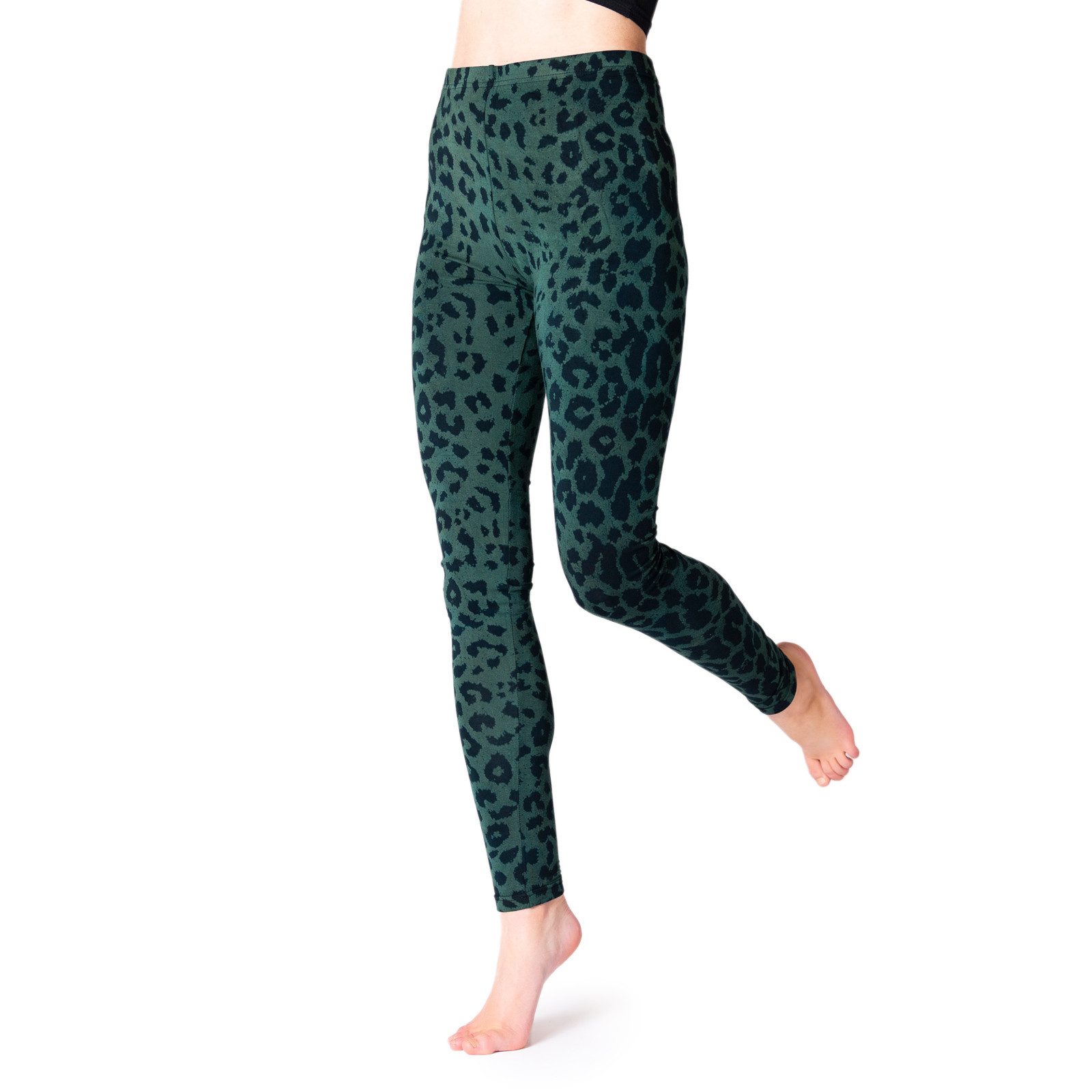 PANASIAM Leggings Unikat Batik Leggings Leopard Muster aus natürlicher Viskose Goa Hose handgefertigte Yogaleggings Sporthose Fitnessleggings lange Leggings