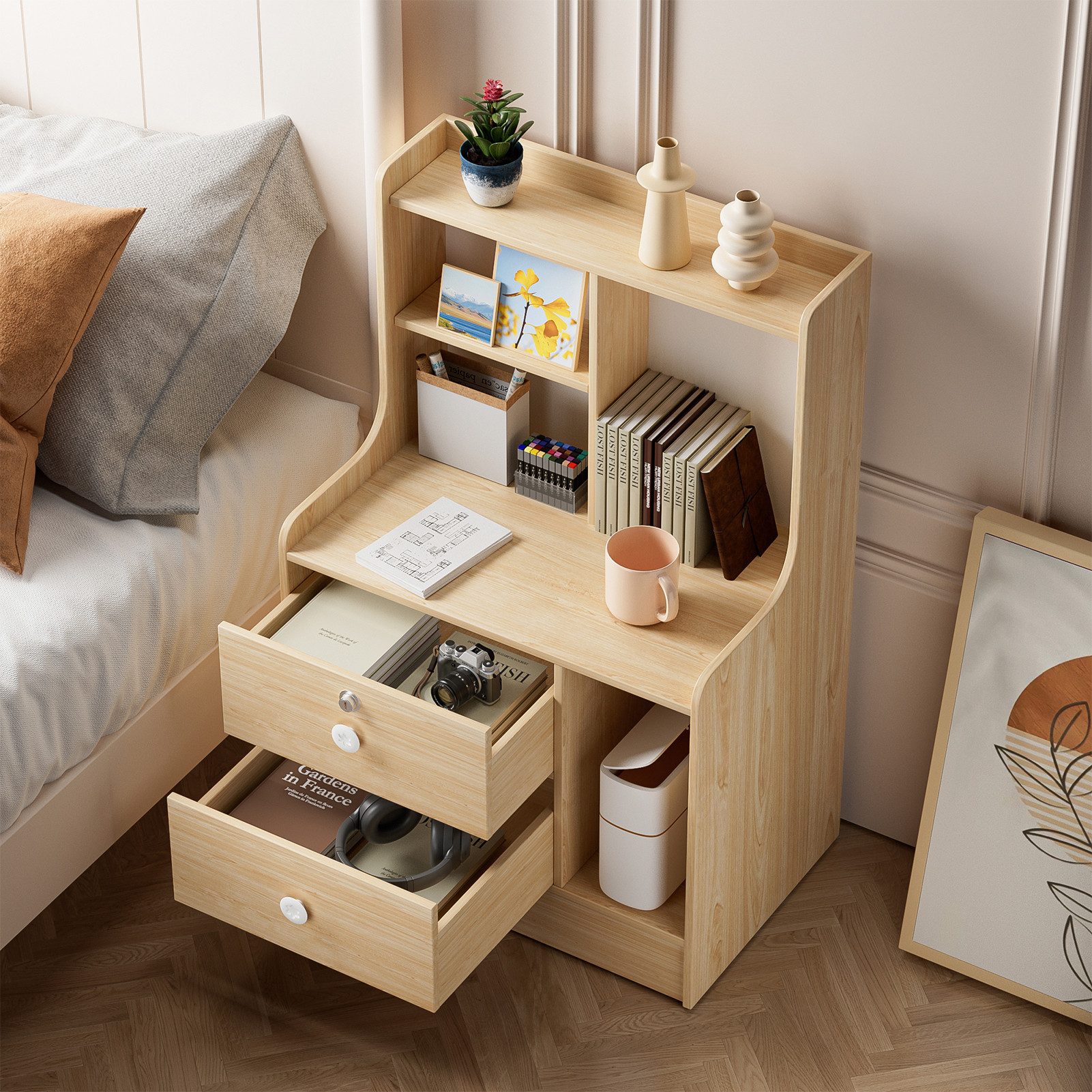 Rutaqian Beistelltisch Beistelltisch Holz, Nachttisch Nightstand günstig online kaufen