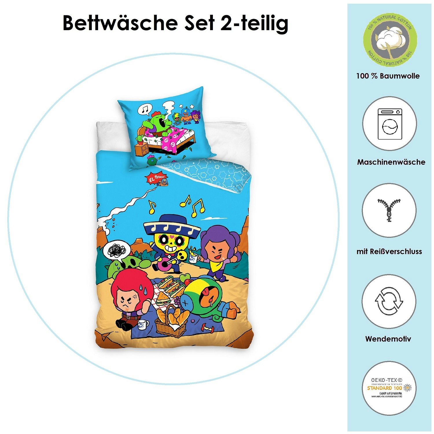 Familando Kinderbettwäsche Brawl Stars Gaming-Bettwäsche 135x200 günstig online kaufen