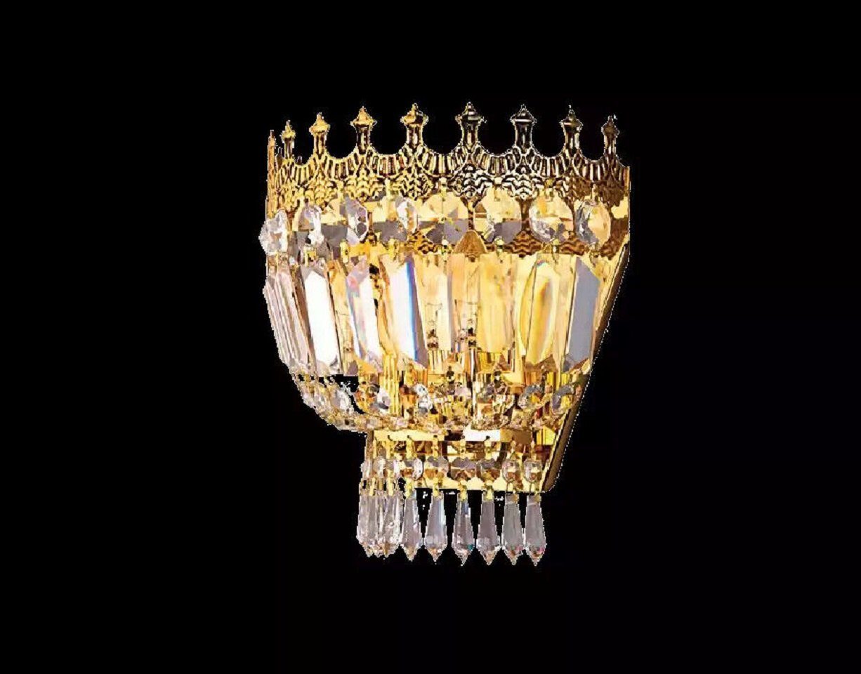 JVmoebel Wandleuchte Kristall Wandleuchte Wandlampe Lüster Wand Lampen Gold, Keine Funktionen, Leuchtmittel wechselbar, Made in Europe