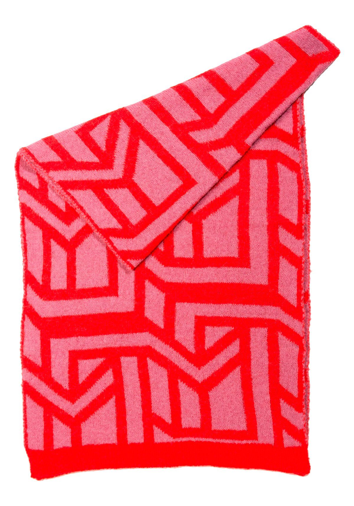 Cinque Strickschal DEBORA, Mit grafischem Muster red-pink