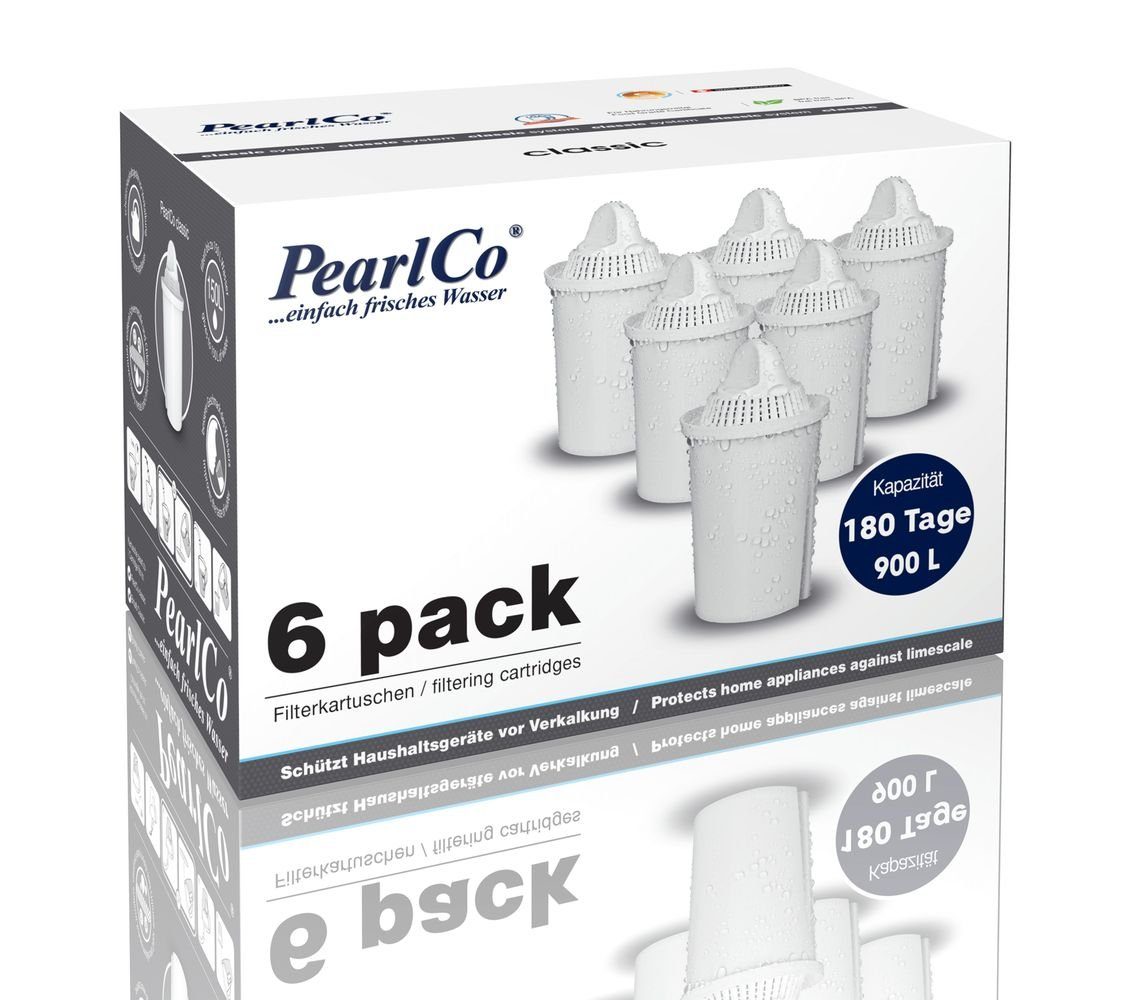 PearlCo Kalk- und Wasserfilter Filterkartuschen Classic Universal Pack 6, Zubehör für Brita Classic u. PearlCo Classic