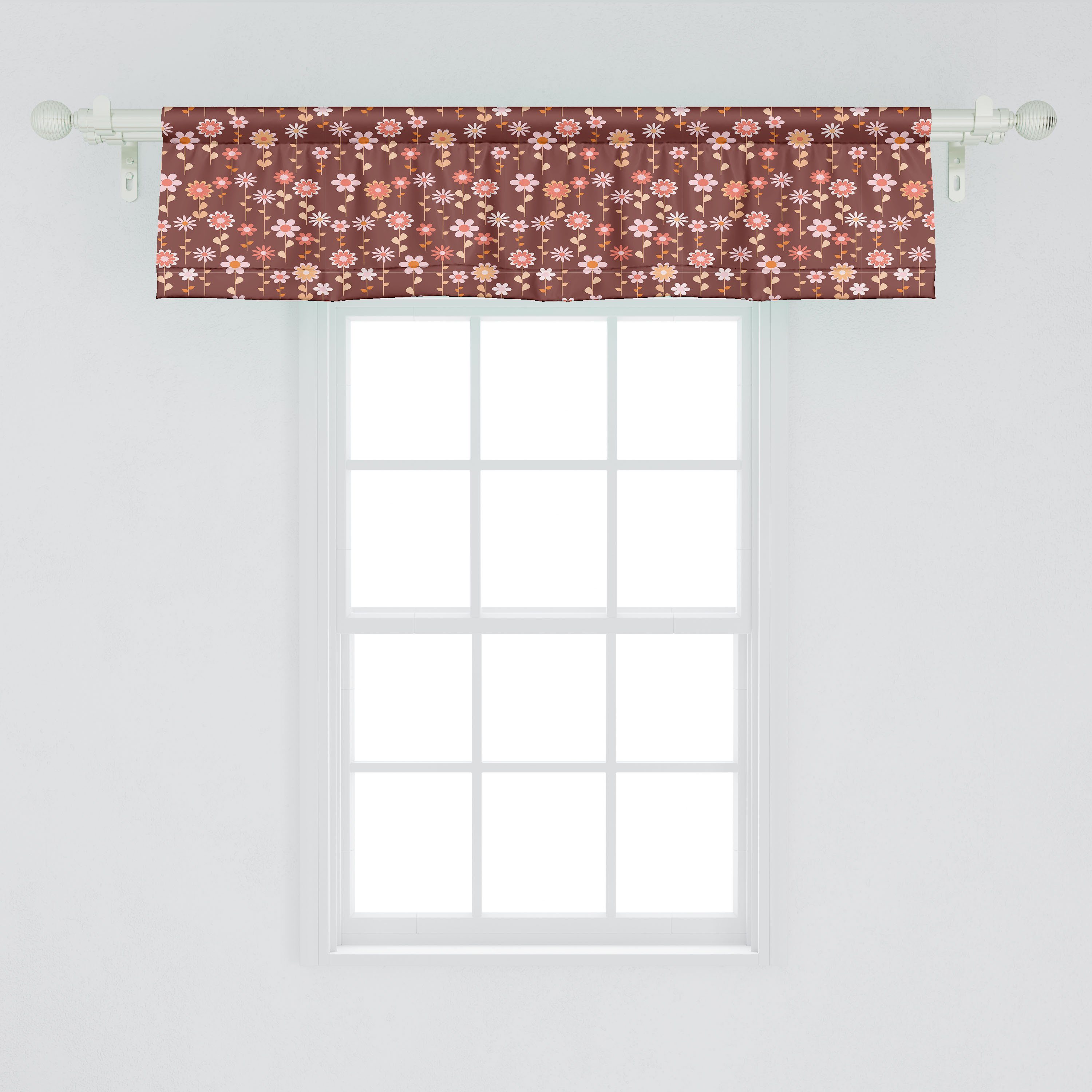 Abakuhaus, Microfaser, Vorhang Blüten Küche Dekor mit Verschiedene Stangentasche, Volant Schlafzimmer Scheibengardine Natur-Kunst für Pinkish