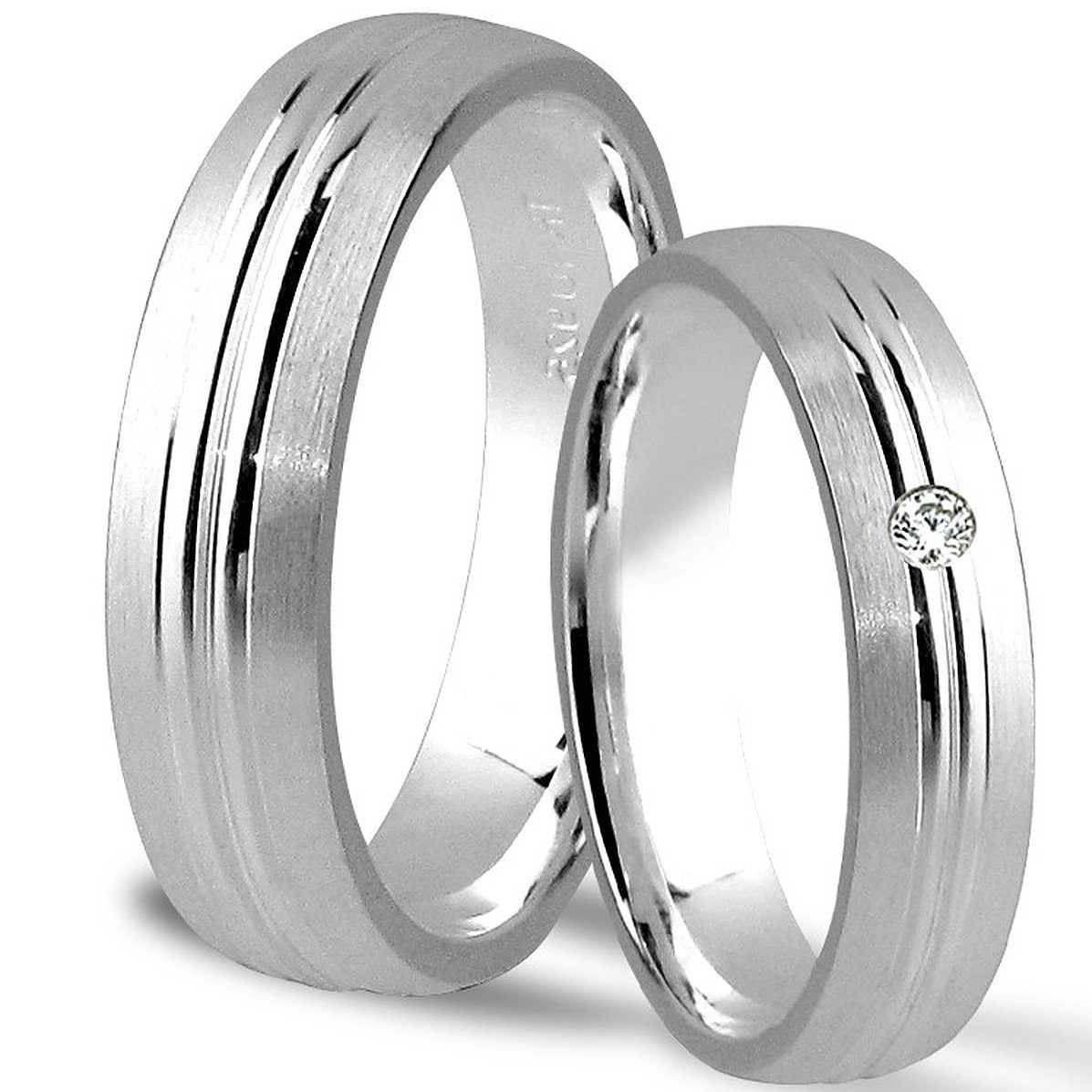 Trauringe123 Trauring Hochzeitsringe Обручки Обручки Eheringe Парні кільця aus 925er Silber mit Stein, J42