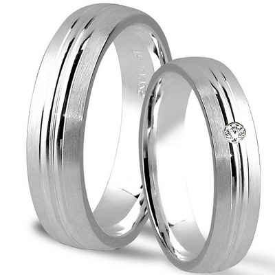 Trauringe123 Trauring »Hochzeitsringe Verlobungsringe Trauringe Eheringe Partnerringe aus 925er Silber mit Stein, J42«