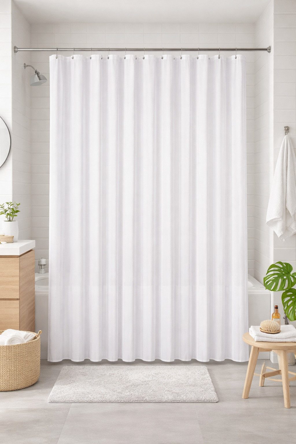 Clever-Kauf-24 Duschvorhang Textil-Duschvorhang Hilton weiß BxH 180x200cm, Breite 180 cm (1-tlg)