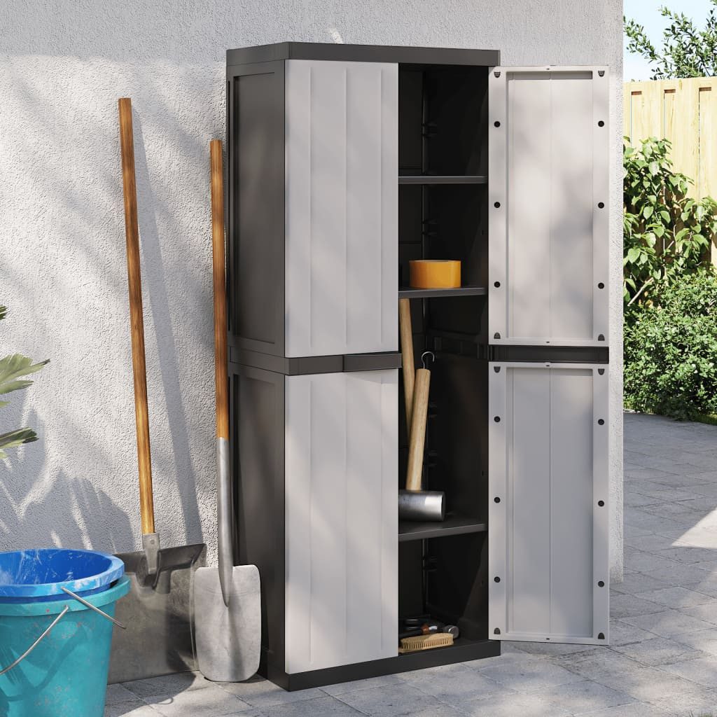 vidaXL Garten-Geräteschrank 65 x 37 x 165 cm 63 x 31 cm Geräteschrank Gartenschrank Grau und Schwa