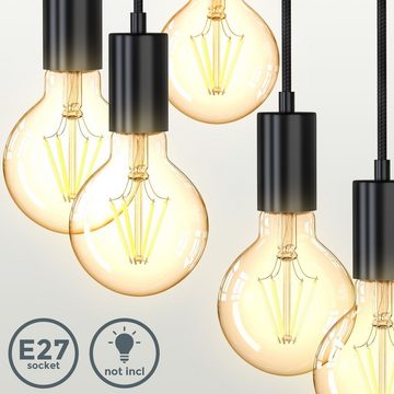 B.K.Licht LED Pendelleuchte Hängelampe E27 Matt-Schwarz Retro Pendellampe Ø210x1200mm - BKL1386, ohne Leuchtmittel, 10W 5-Flammig verschiedene Höhen Wohnzimmer Esszimmer