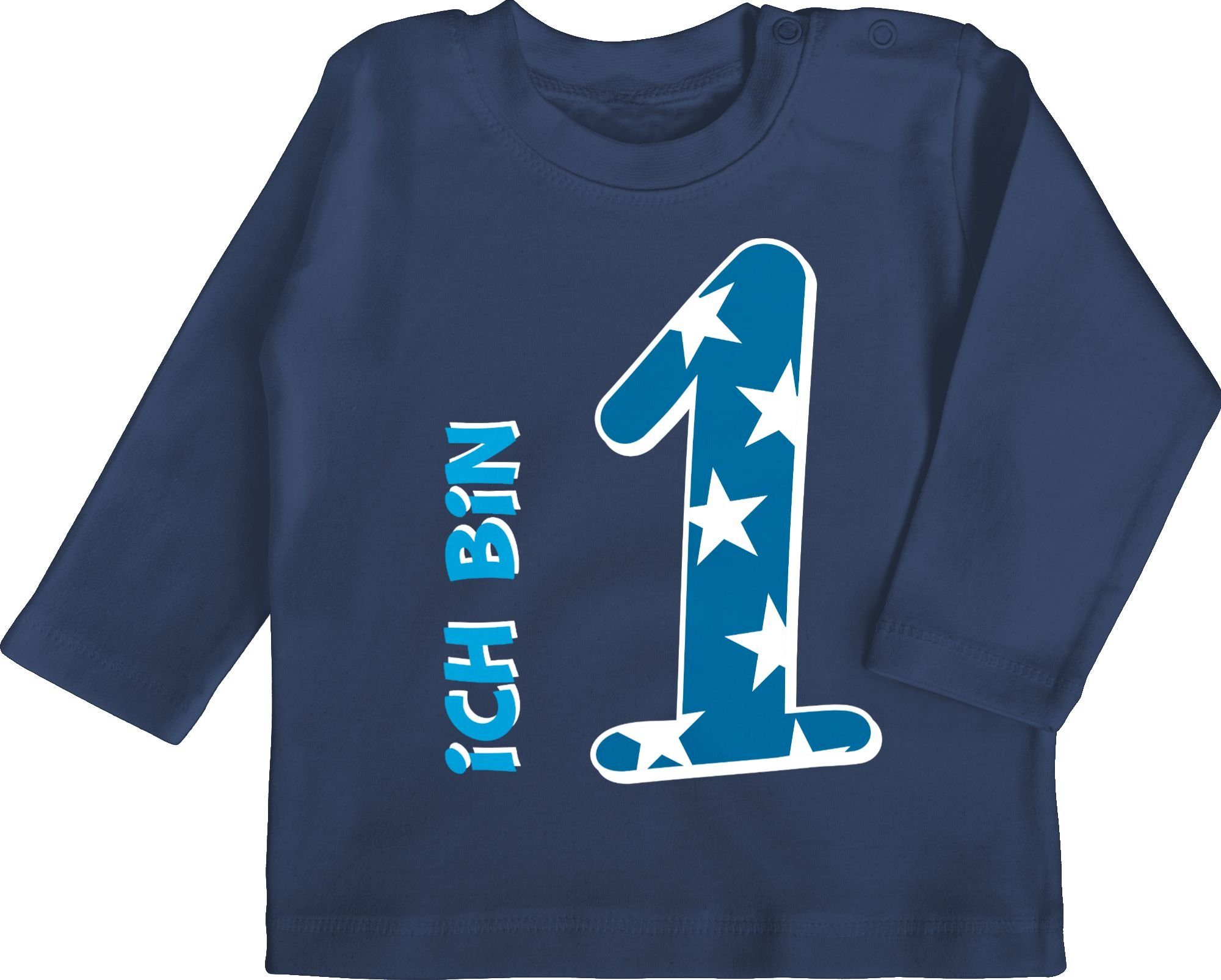 Shirtracer T-Shirt Ich bin Erster 1 Blau Blau Navy Geburtstag Junge eins 1