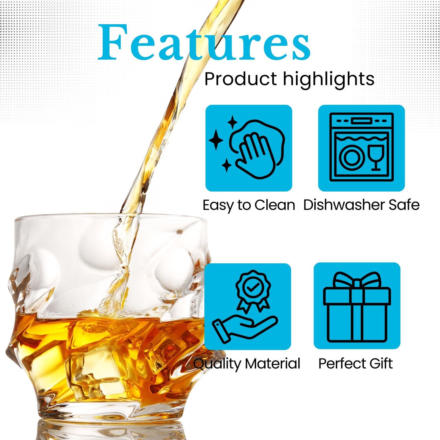 Intirilife Whiskyglas, 2-tlg., Glas, Old Fashioned Whiskey Glas