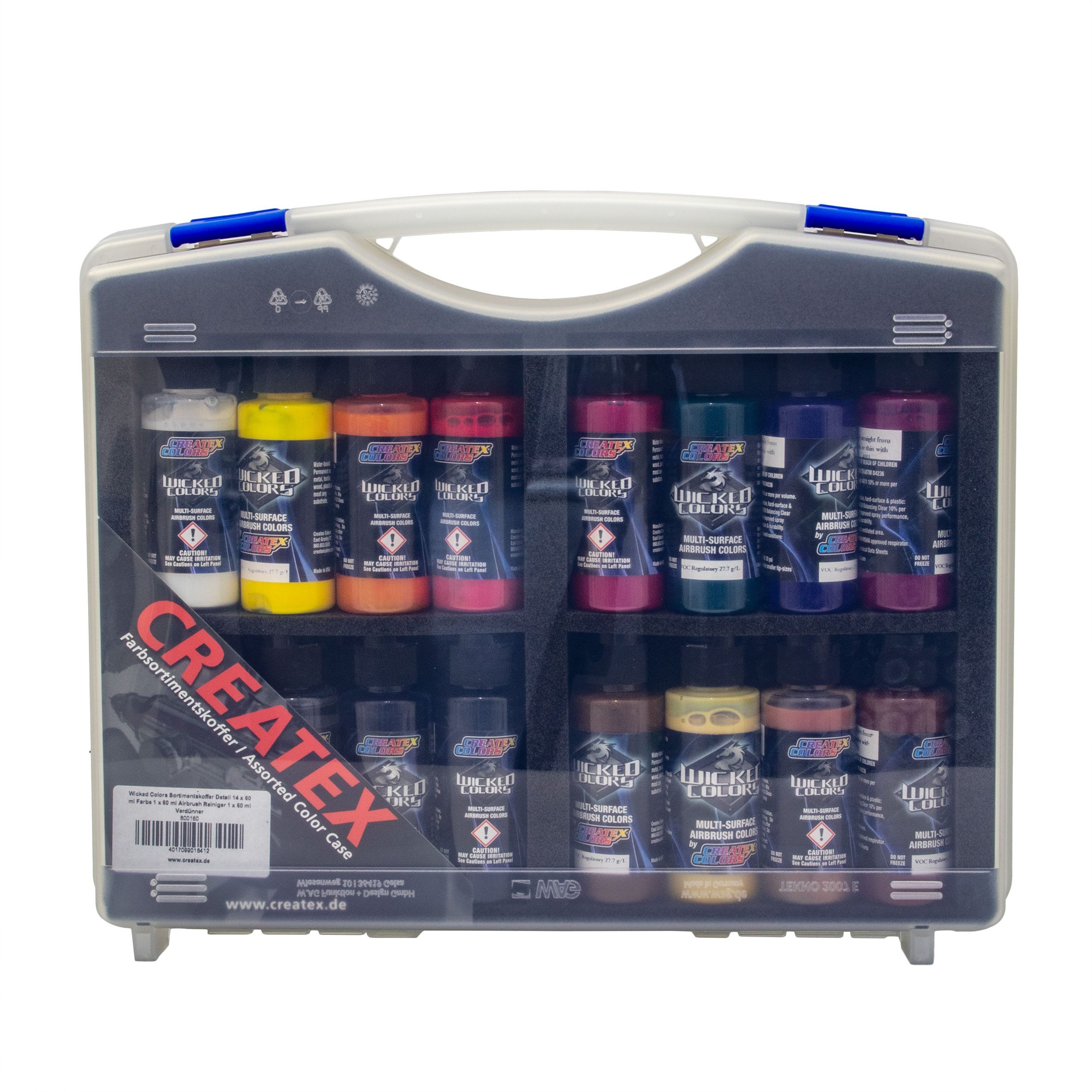 Createx Colors Acrylfarbe Wicked Detail Color Farbsets im Koffer 800 160 Airbrushfarbe
