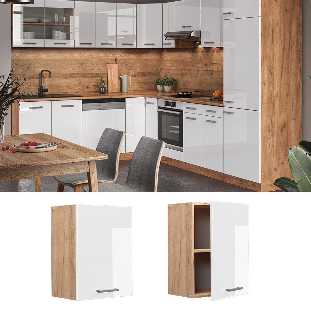 Vicco Hängeschrank R-Line, Weiß Hochglanz/Goldkraft Eiche, günstig online kaufen