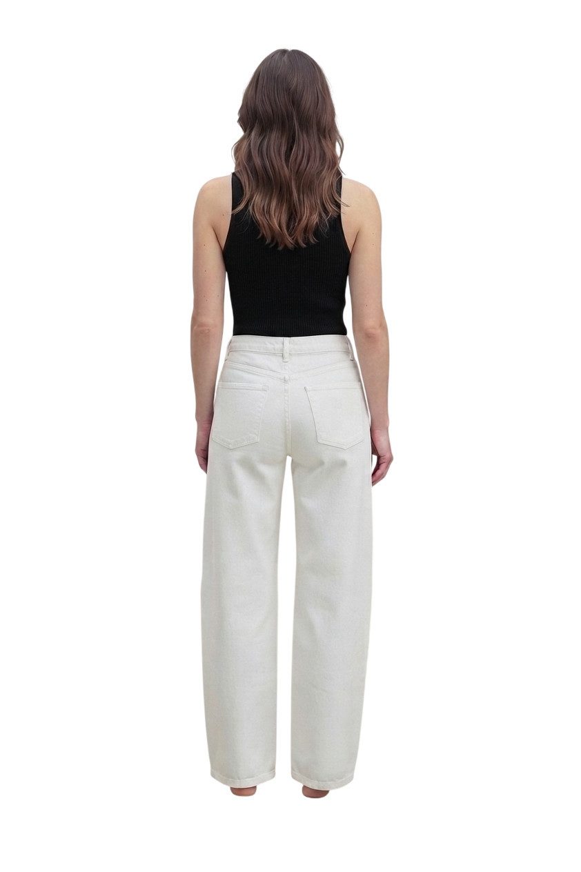 ESViViD Loose-fit-Jeans Lässige Barrel Wide-Leg-Jeans weiß 5-Pocket-Style