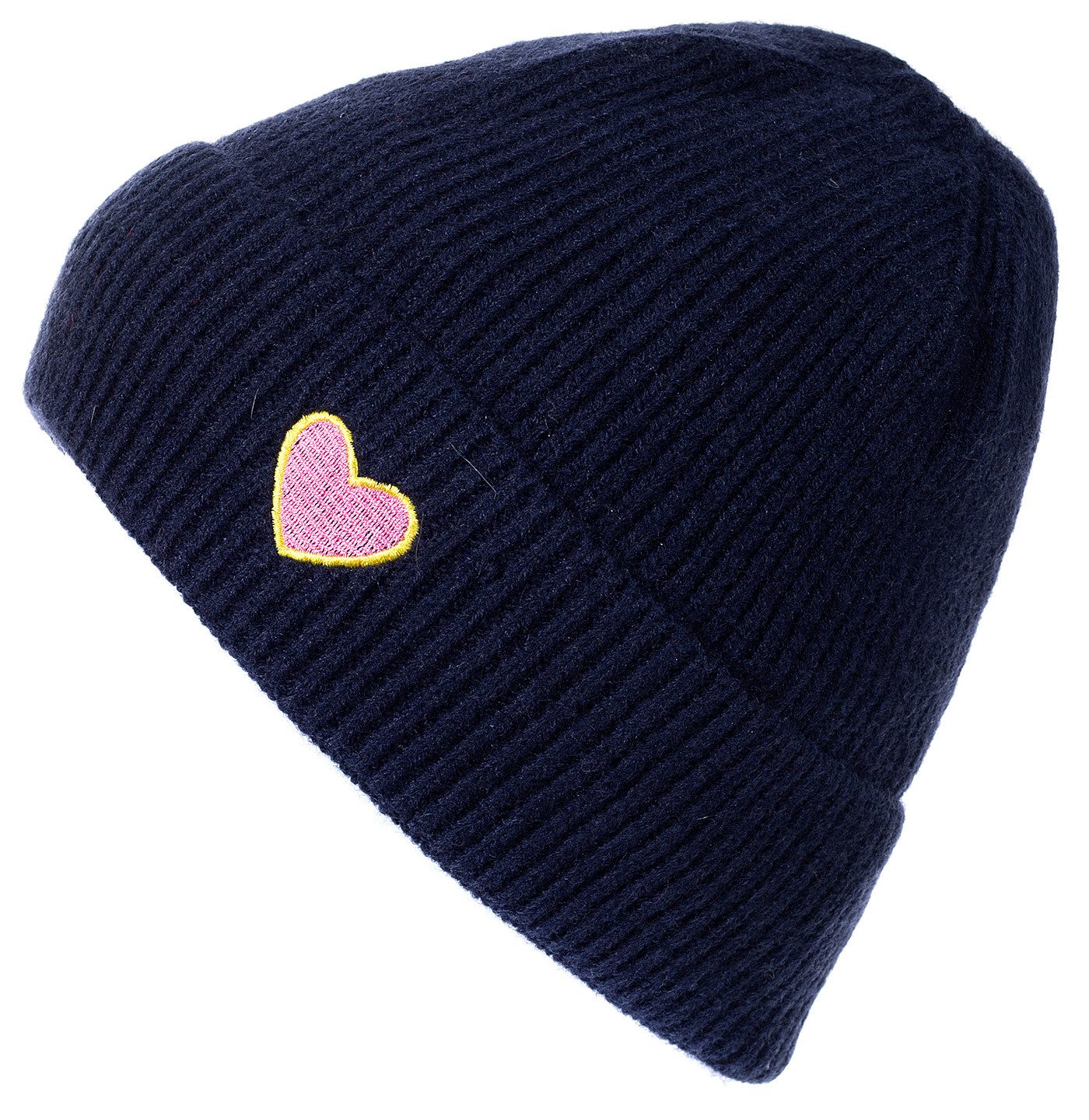 styleBREAKER Strickmütze Strick Beanie mit Herz Stickerei (1-St)