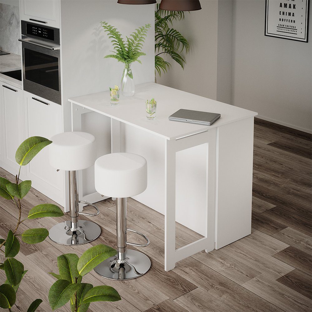 Vicco Bartisch Dominic, Weiß, 116 x 37 cm mit 2 Barhockern (3-St)