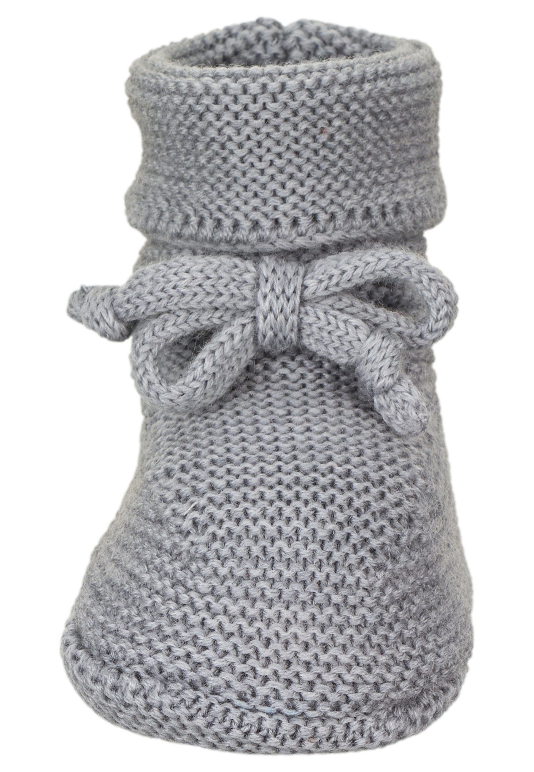 Merinowolle Strick mit Schuhe Strick-Schuh Baby Schuh - Strickschuhe Weitenregulierungsbändern - Jungen - aus Outdoorschuh - - silber Winter Baby Strick-Schuh melange (1-tlg) Stoffschuh Stoffschuhe Baby Sterntaler®