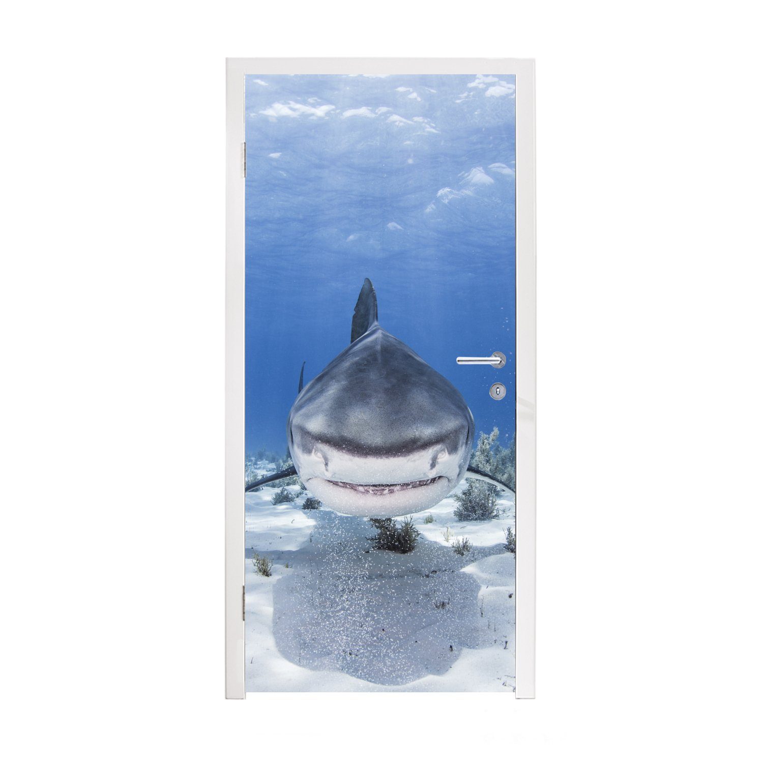 MuchoWow Türtapete Verschluckender Hai, Matt, bedruckt, (1 St), Fototapete für Tür, Türaufkleber, 75x205 cm