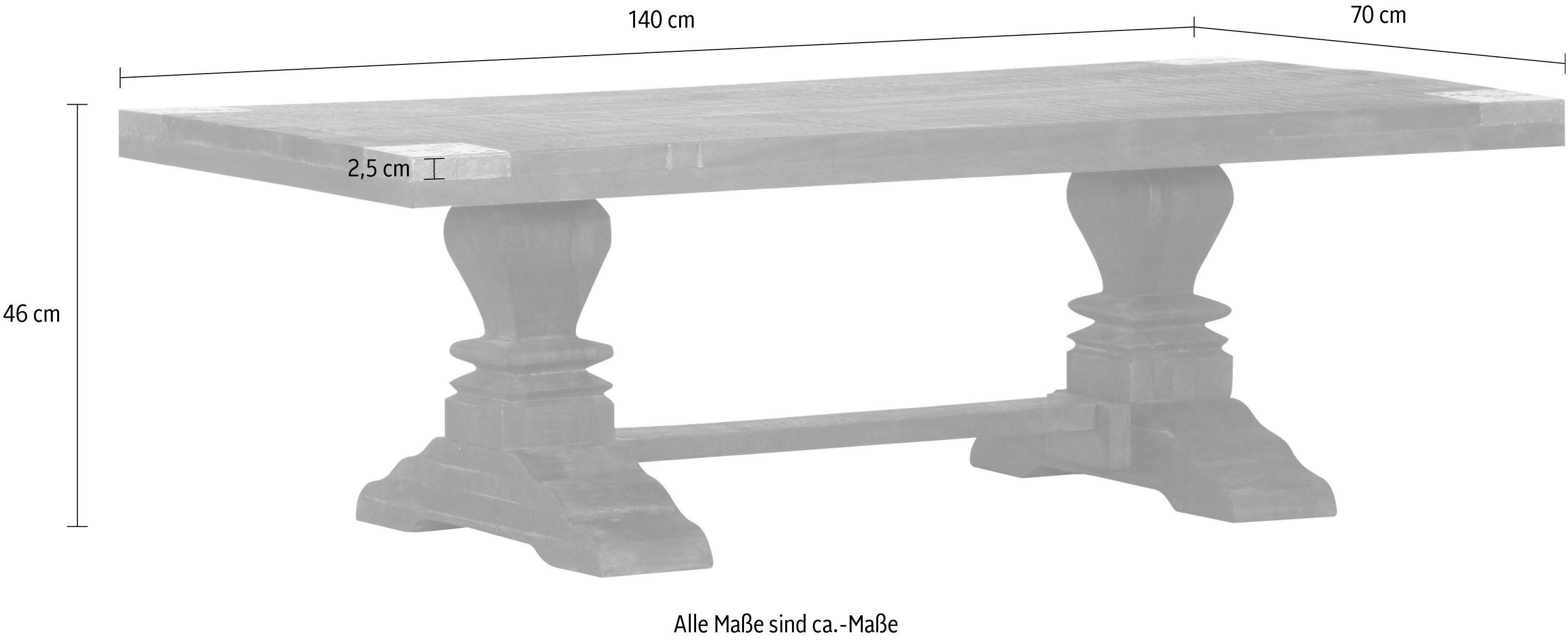 Gutmann Factory Couchtisch Oriental, aus Massivholz Mango, mit aufwändig gearbeitetem Fußgestell
