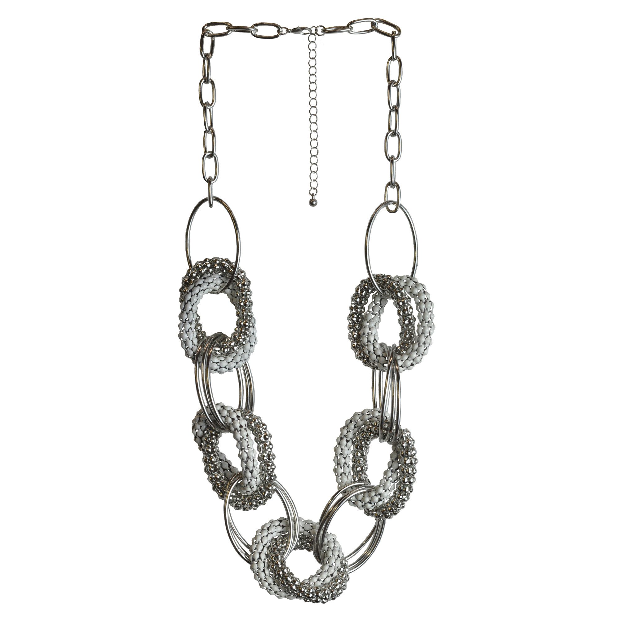 Steuer Collierkettchen Metall silberfarben mit runden und ovalen Elementen