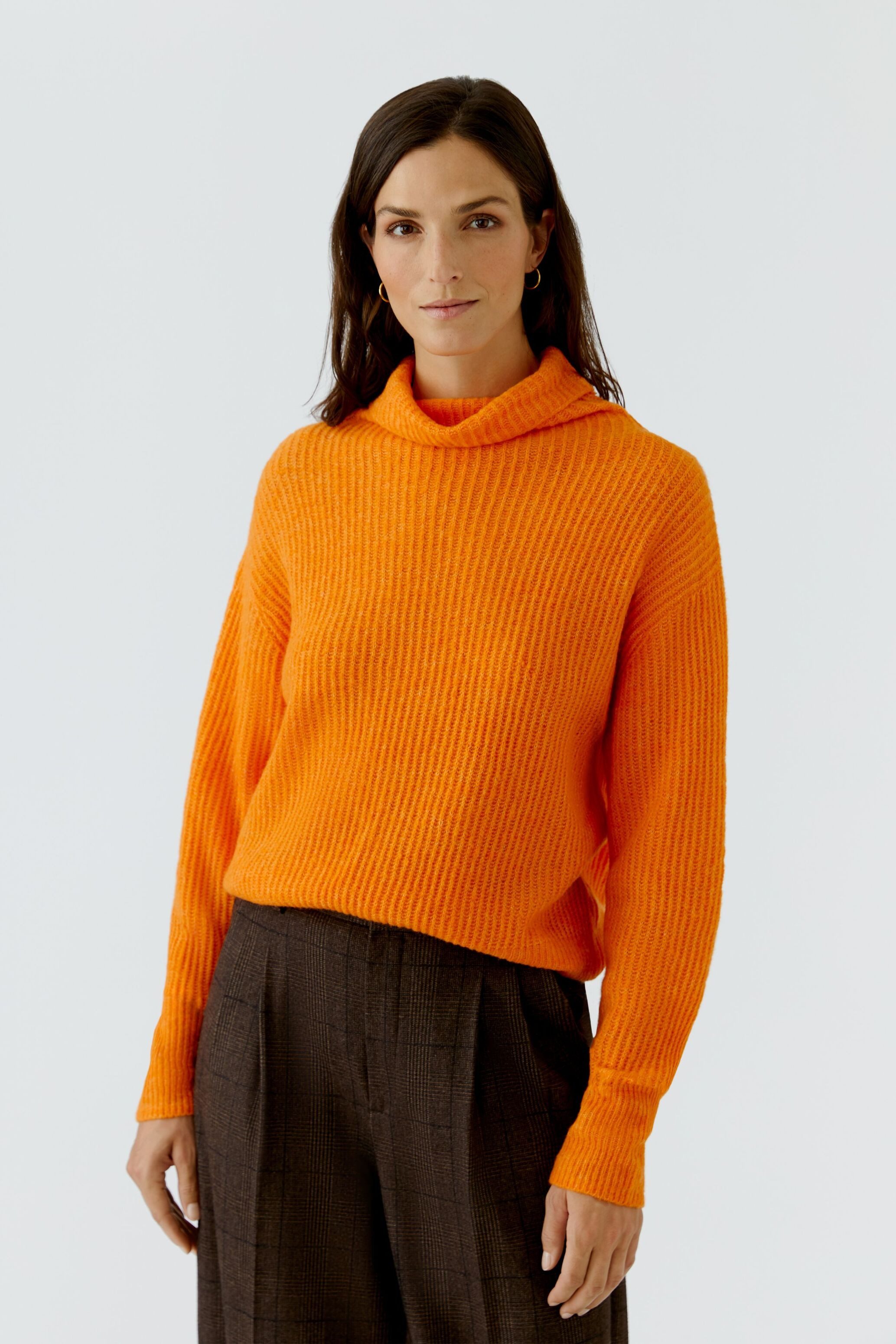 Oui Strickpullover Oversized geschnitten Rollkragen