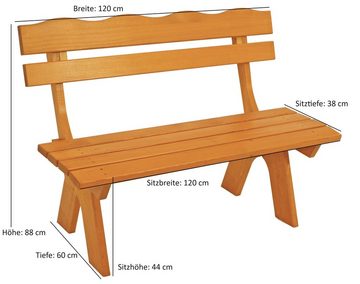 DEGAMO Garten-Essgruppe FREITAL, (3-tlg), (2x Bank 120cm, 1x Tisch 72x120cm), Kiefer massiv hell lackiert