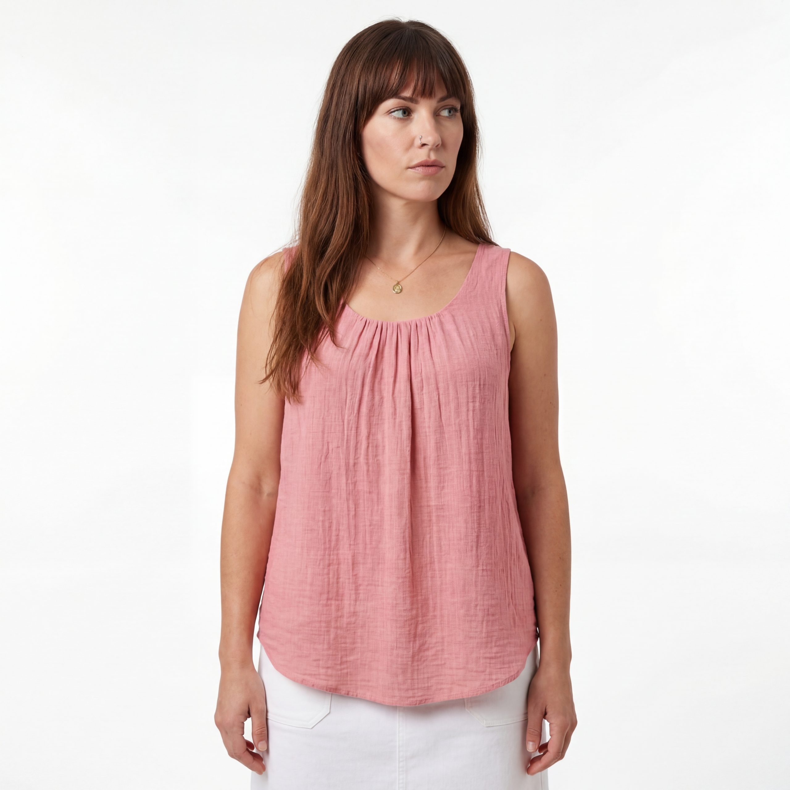 OriginalYou Trägertop Damen Sommer Top Leinenoptik blickdichtes Oberteil mit Innentop Größen von 36 bis 48, Unifarben, Rundhals