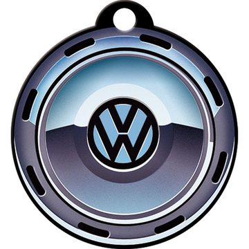 Nostalgic-Art Schlüsselanhänger mit Gravur Edelstahl Schlüsselanhänger Ø 4cm - Volkswagen VW Wheel
