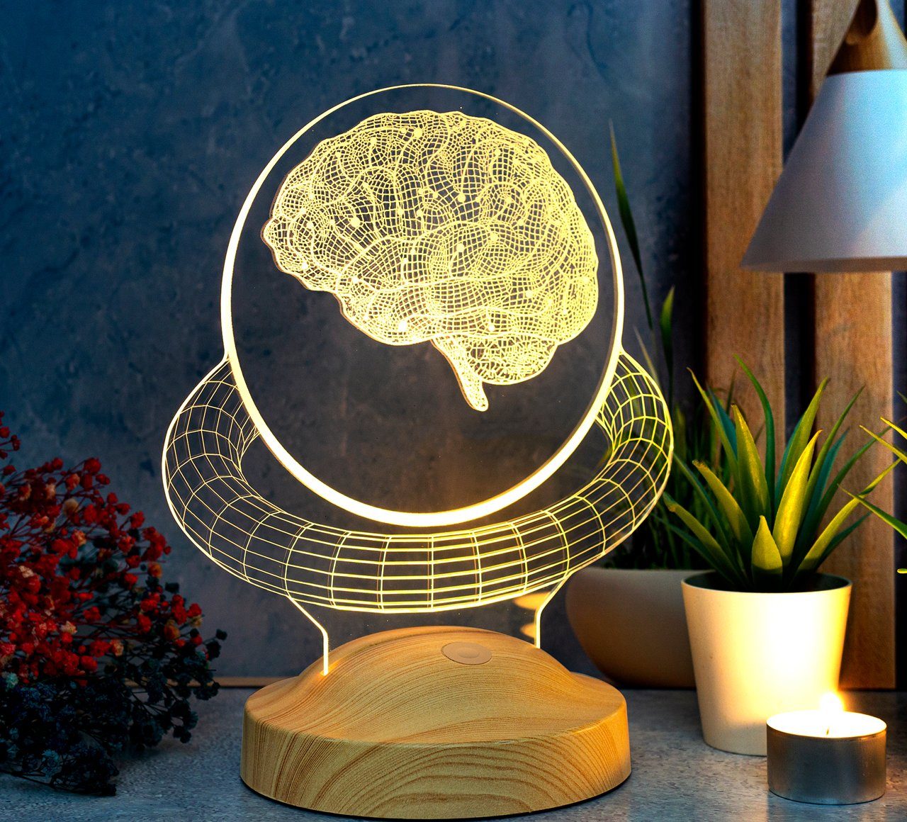 Geschenkelampe LED Nachttischlampe Gehirn 3D Geschenk für Schulpsychologen / Gehirnchirurg / Neurologe, Leuchte 7 Farben fest integriert, Arzten, Geschenk für Berufseinstieg | Tischlampen