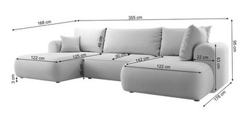 DB-Möbel Wohnlandschaft "GRAND" U-Form-Sofa mit Schlaffunktion, Bettkasten, Ottomane.