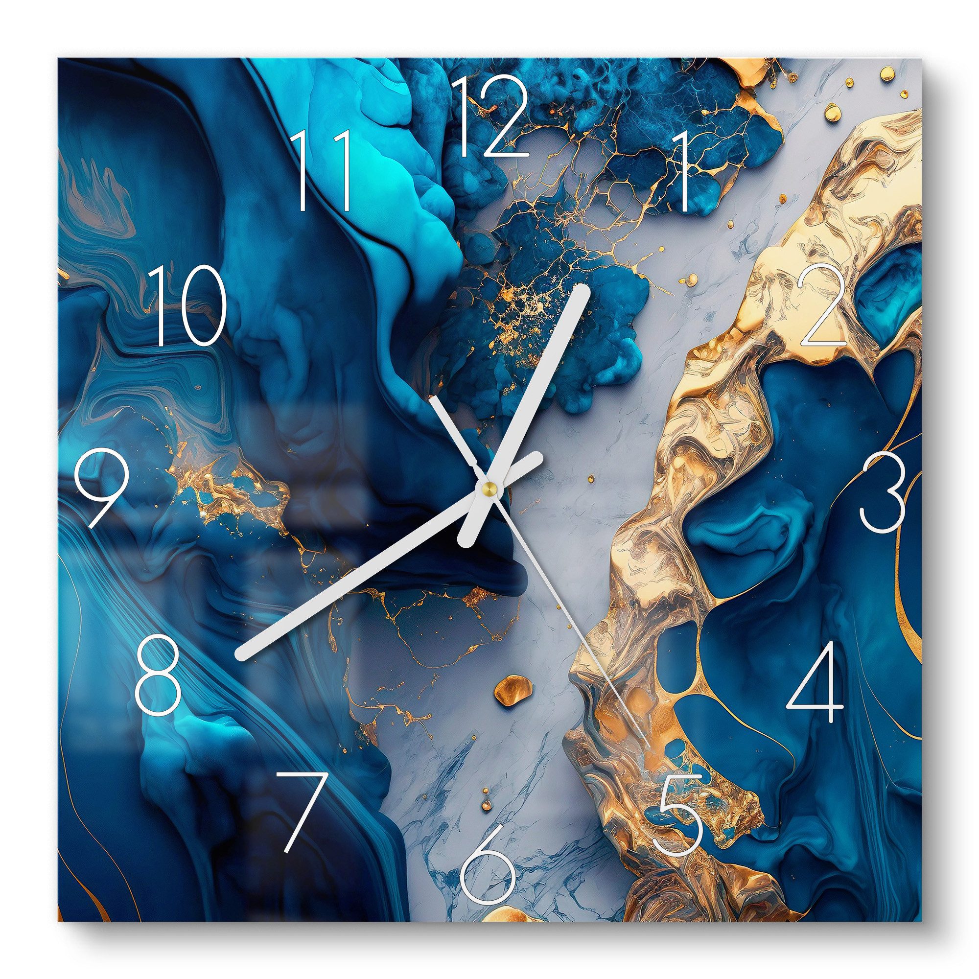 DEQORI Wanduhr 'Goldene Tiefen' (Glas Glasuhr modern Wand Uhr Design Küchen günstig online kaufen