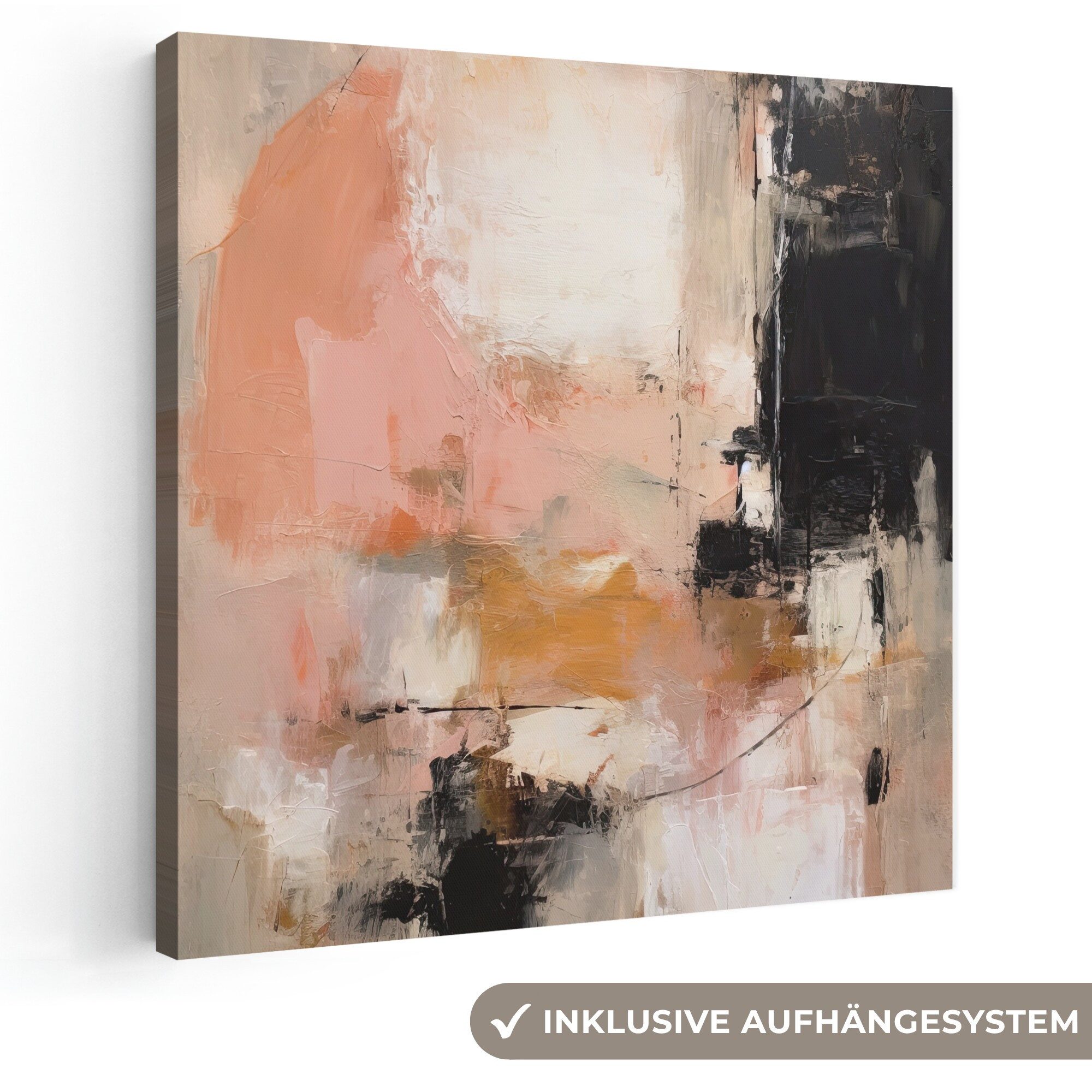 OneMillionCanvasses® Leinwandbild Kunst - Abstrakt - Beige - Farbe, Fotodruck (1 St), Wandbild, Deko Schlafzimmer Wohnzimmer Flur 20x20 cm