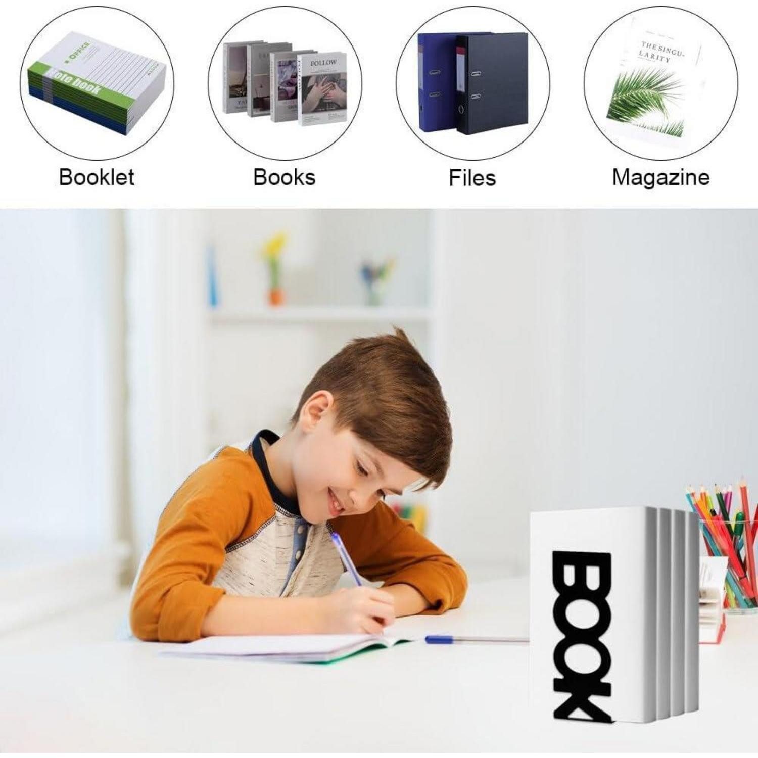 LuxusKollektion Buchstütze Buchstützen Metall Bookends Bücherstütze Schwarz 4 Stück