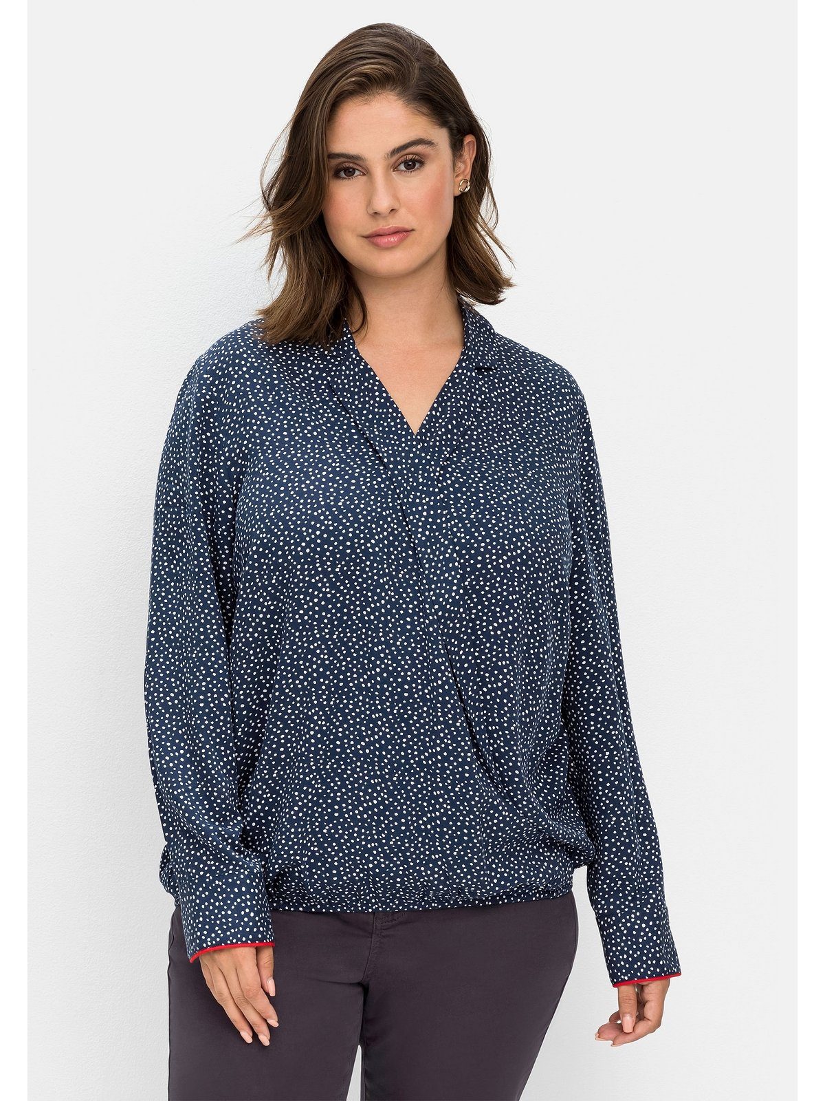 Sheego Tunika Große Größen mit Tupfenprint, in Wickeloptik